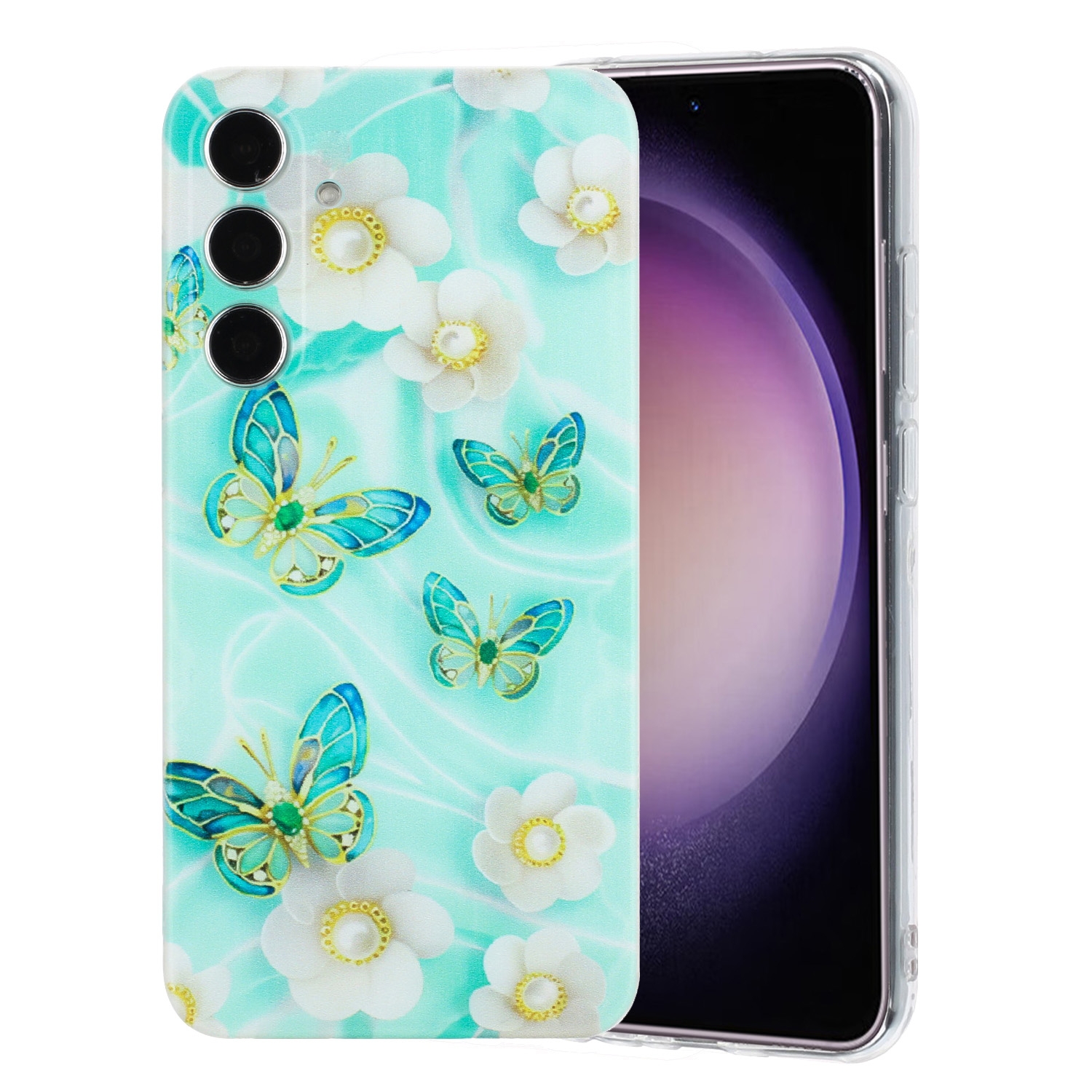 For Samsung Galaxy S24 FE 5G Colorful Painting Pattern TPU Phone Case(Butterflies) For Samsung Galaxy S24 FE 5G Colorful Painting Pattern TPU Phone Case(Butterflies)