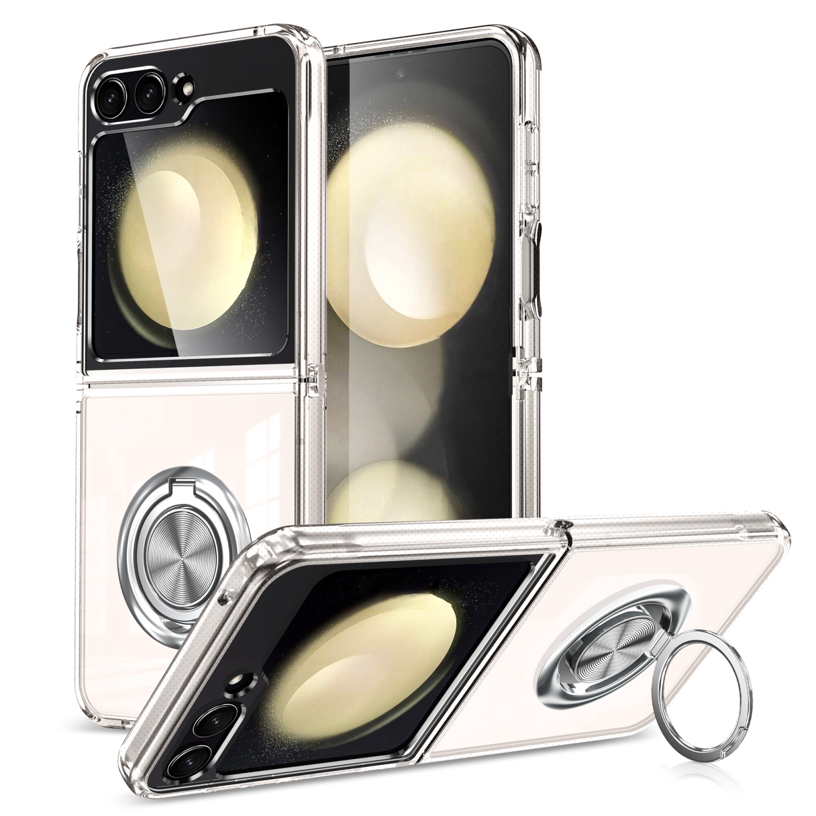 For Samsung Galaxy Z Flip4 5G MagSafe Transparent PC Folding Phone Case with Ring Holder For Samsung Galaxy Z Flip4 5G MagSafe Transparent PC Folding Phone Case with Ring Holder