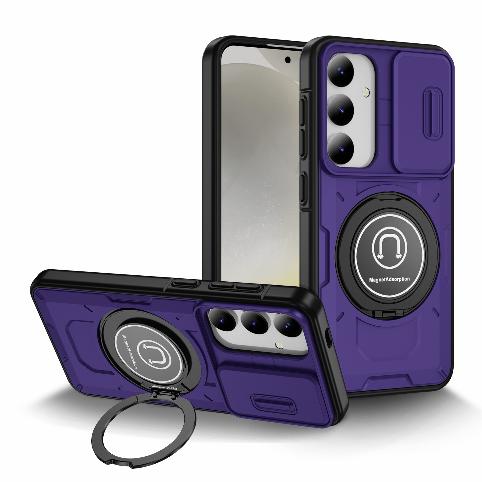 For Samsung Galaxy S23+ 5G Sliding Camshield TPU Hybrid PC Magnetic Holder Phone Case(Purple) For Samsung Galaxy S23+ 5G Sliding Camshield TPU Hybrid PC Magnetic Holder Phone Case(Purple)