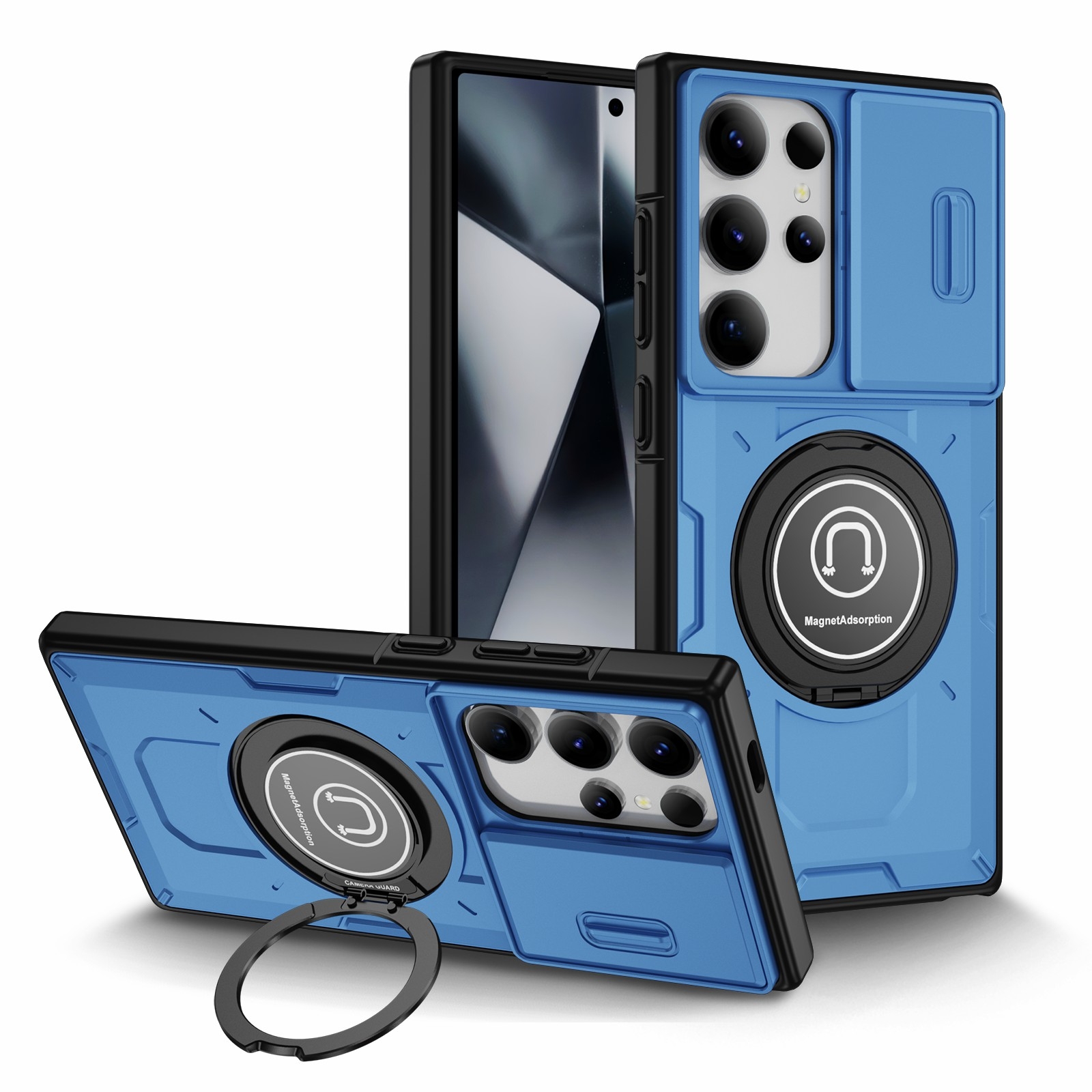 For Samsung Galaxy S23 Ultra 5G Sliding Camshield TPU Hybrid PC Magnetic Holder Phone Case(Sky Blue) For Samsung Galaxy S23 Ultra 5G Sliding Camshield TPU Hybrid PC Magnetic Holder Phone Case(Sky Blue)
