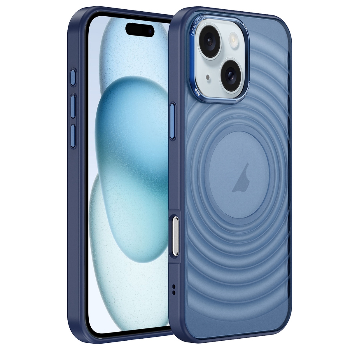 For iPhone 15 Acrylic Skin Feel Corrugated Phone Case(Blue) For iPhone 15 Acrylic Skin Feel Corrugated Phone Case(Blue)