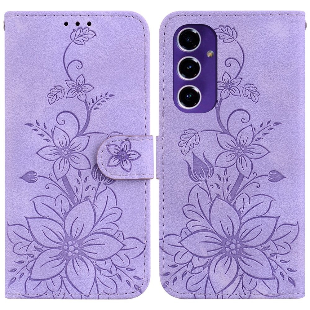 For Samsung Galaxy S24 FE 5G Lily Embossed Leather Phone Case(Purple) For Samsung Galaxy S24 FE 5G Lily Embossed Leather Phone Case(Purple)