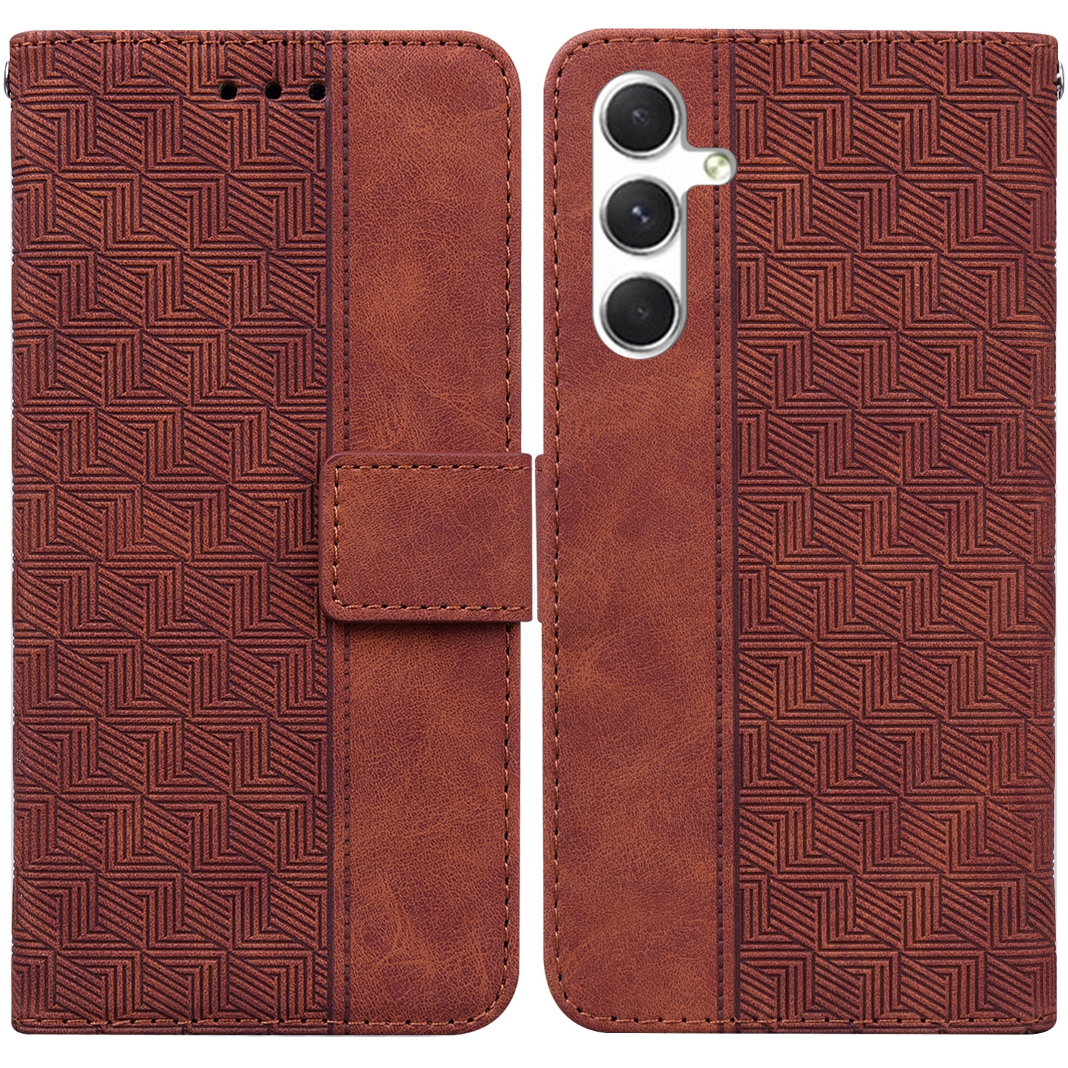 For Samsung Galaxy S25 5G Geometric Embossed Leather Phone Case(Brown) For Samsung Galaxy S25 5G Geometric Embossed Leather Phone Case(Brown)