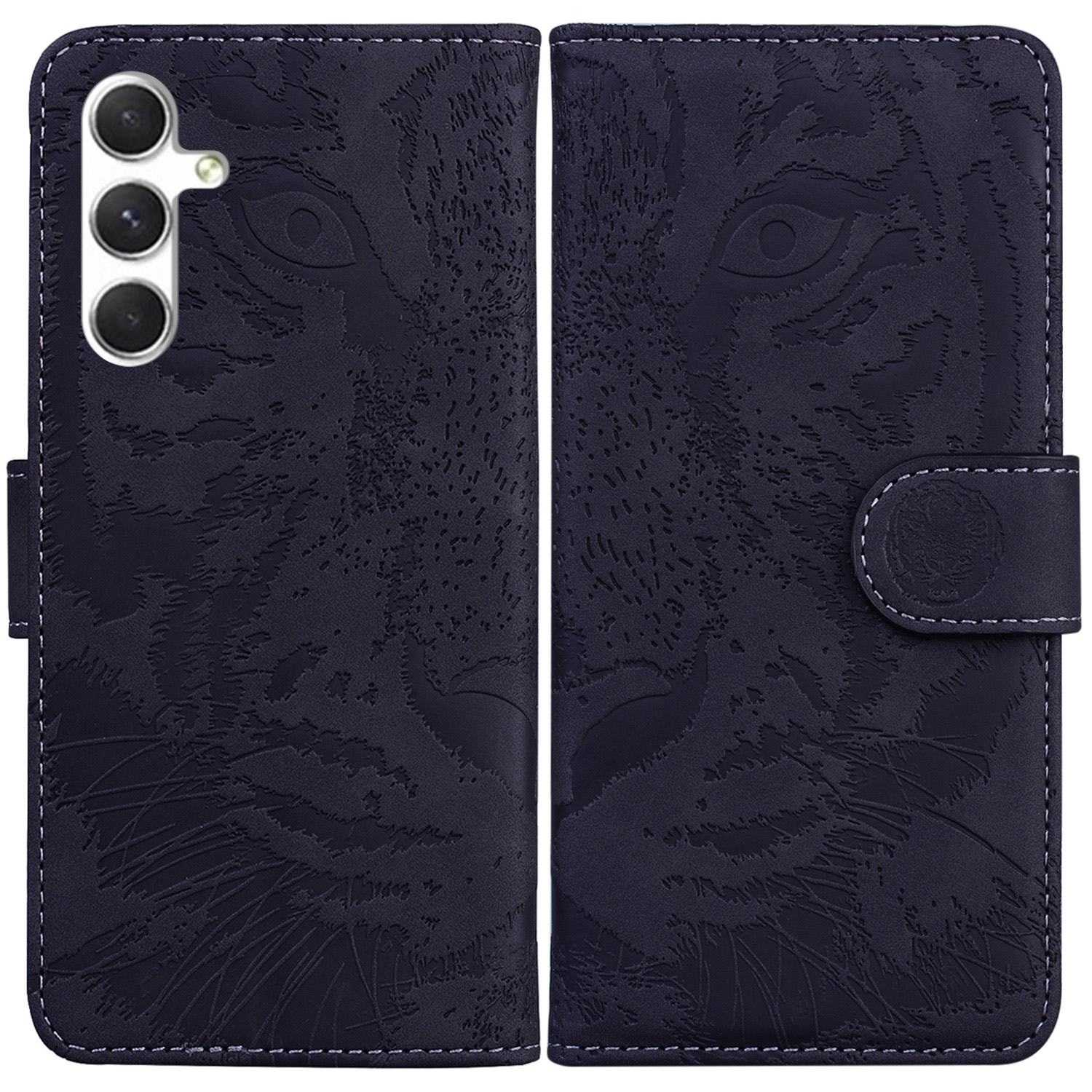 For Samsung Galaxy S25 5G Tiger Embossing Pattern Flip Leather Phone Case(Black) For Samsung Galaxy S25 5G Tiger Embossing Pattern Flip Leather Phone Case(Black)