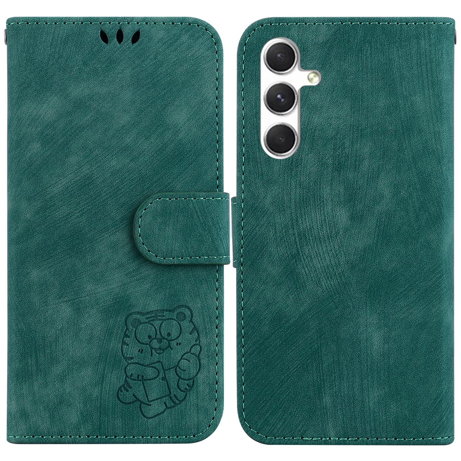 For Samsung Galaxy S25 5G Little Tiger Embossed Leather Phone Case(Green) For Samsung Galaxy S25 5G Little Tiger Embossed Leather Phone Case(Green)