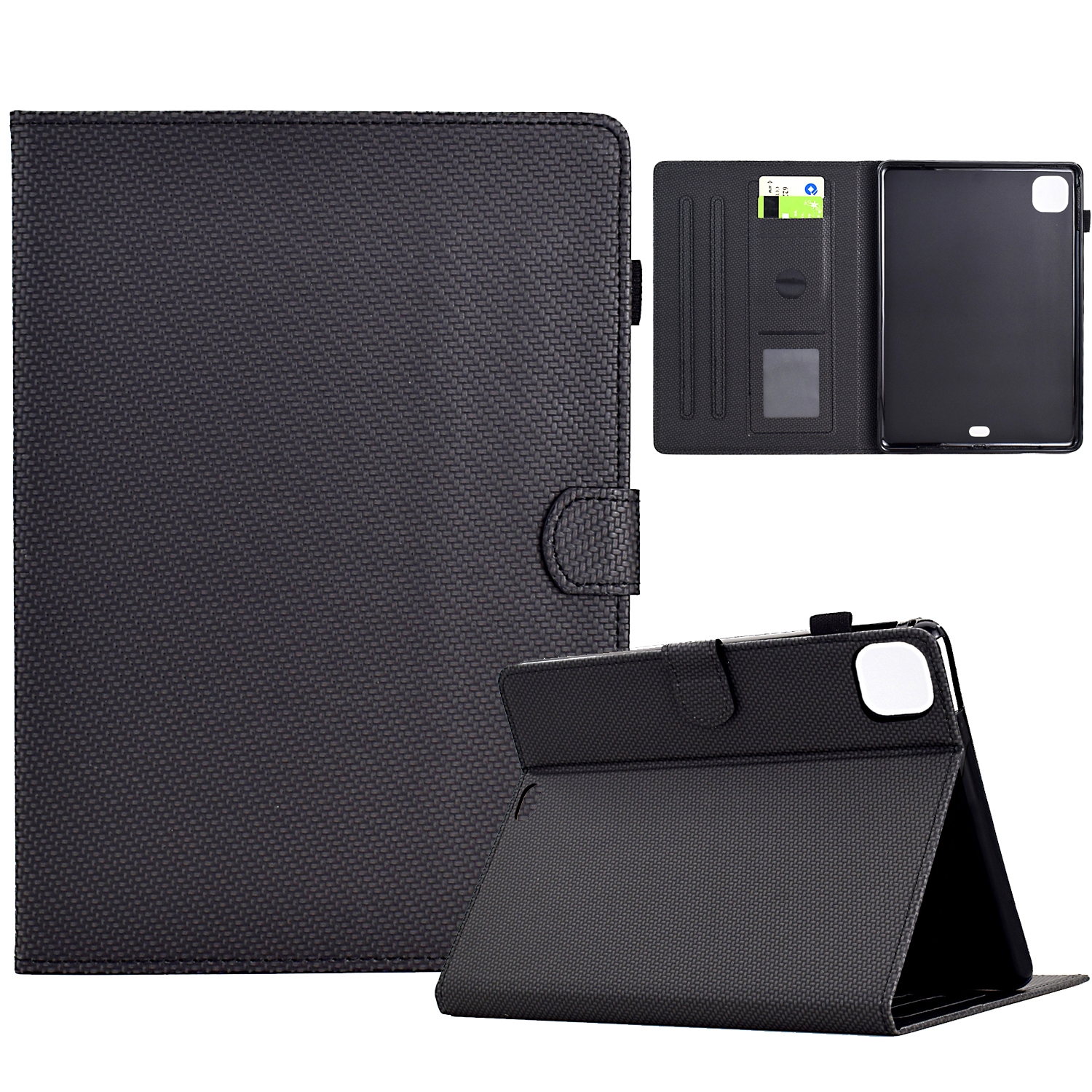For iPad Air 11 2024 Solid Color Fiber Texture Smart Tablet Leather Case(Black) For iPad Air 11 2024 Solid Color Fiber Texture Smart Tablet Leather Case(Black)