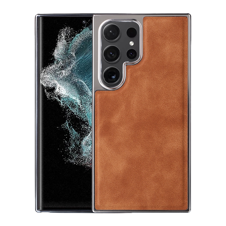 For Samsung Galaxy S22 Ultra 5G Electroplated Side PU Hybrid TPU MagSafe Phone Case(Brown) For Samsung Galaxy S22 Ultra 5G Electroplated Side PU Hybrid TPU MagSafe Phone Case(Brown)