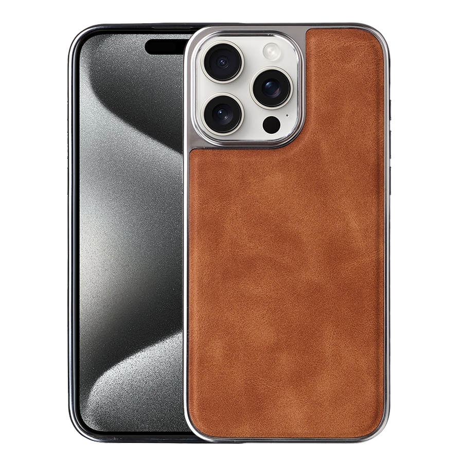 For iPhone 15 Pro Electroplated Side PU Hybrid TPU MagSafe Phone Case(Brown) For iPhone 15 Pro Electroplated Side PU Hybrid TPU MagSafe Phone Case(Brown)
