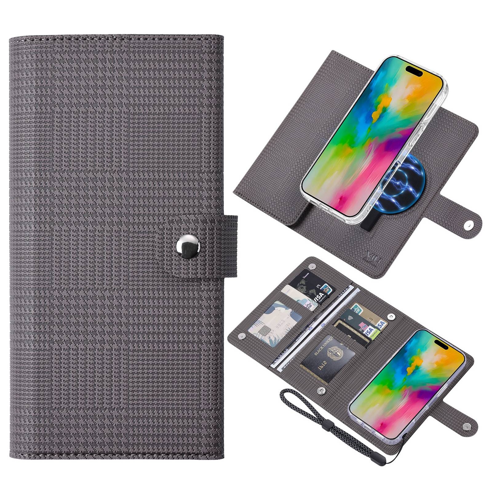 For iPhone 16 Plus ViLi GHA-C Series RFID MagSafe Magnetic Flip Leather Phone Case(Grey) For iPhone 16 Plus ViLi GHA-C Series RFID MagSafe Magnetic Flip Leather Phone Case(Grey)