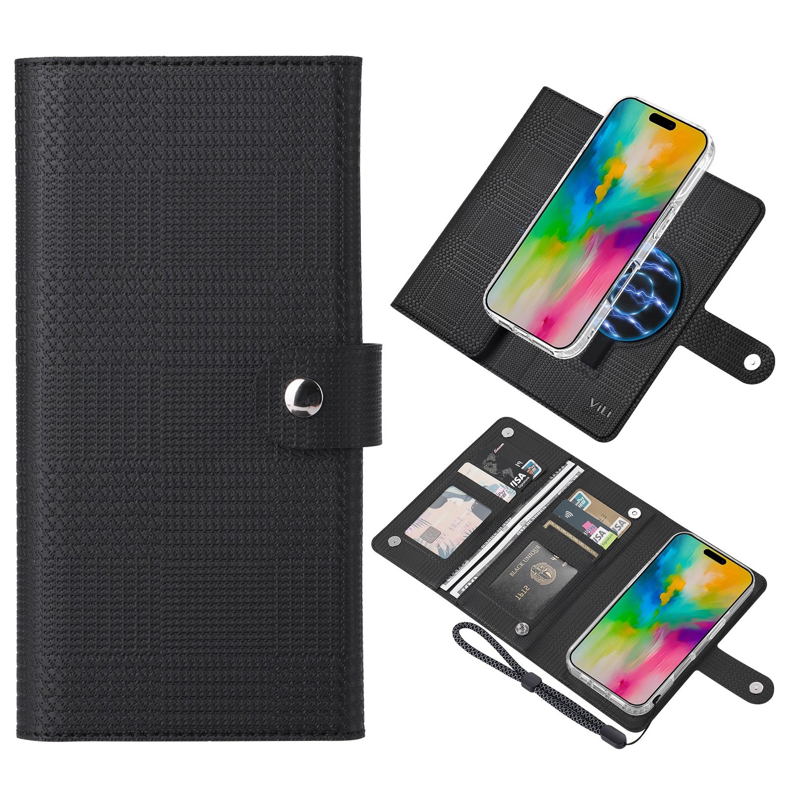 For iPhone 16 Pro ViLi GHA-C Series RFID MagSafe Magnetic Flip Leather Phone Case(Black) For iPhone 16 Pro ViLi GHA-C Series RFID MagSafe Magnetic Flip Leather Phone Case(Black)