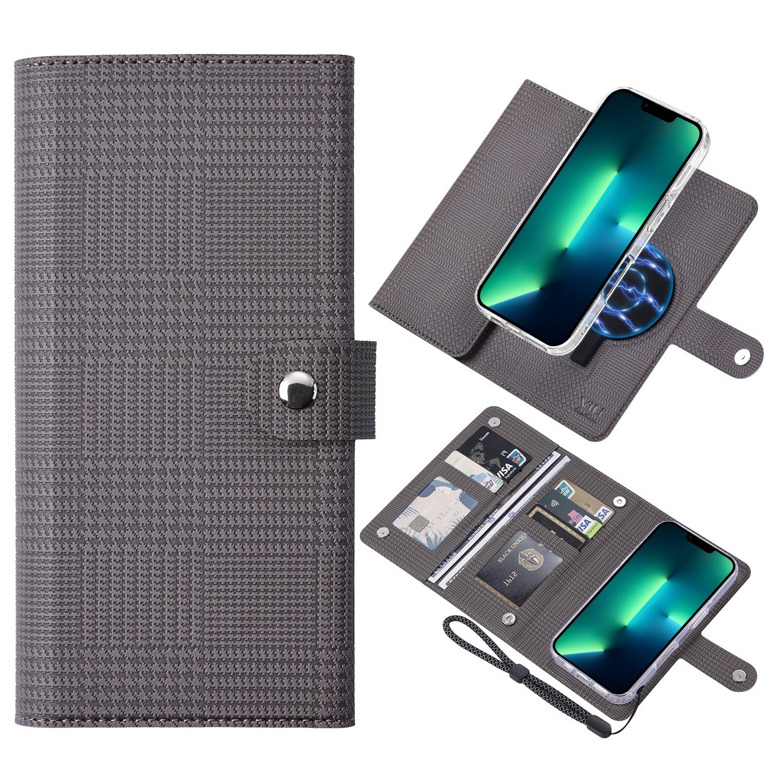 For iPhone 13 Pro Max ViLi GHA-C Series RFID MagSafe Magnetic Flip Leather Phone Case(Grey) For iPhone 13 Pro Max ViLi GHA-C Series RFID MagSafe Magnetic Flip Leather Phone Case(Grey)
