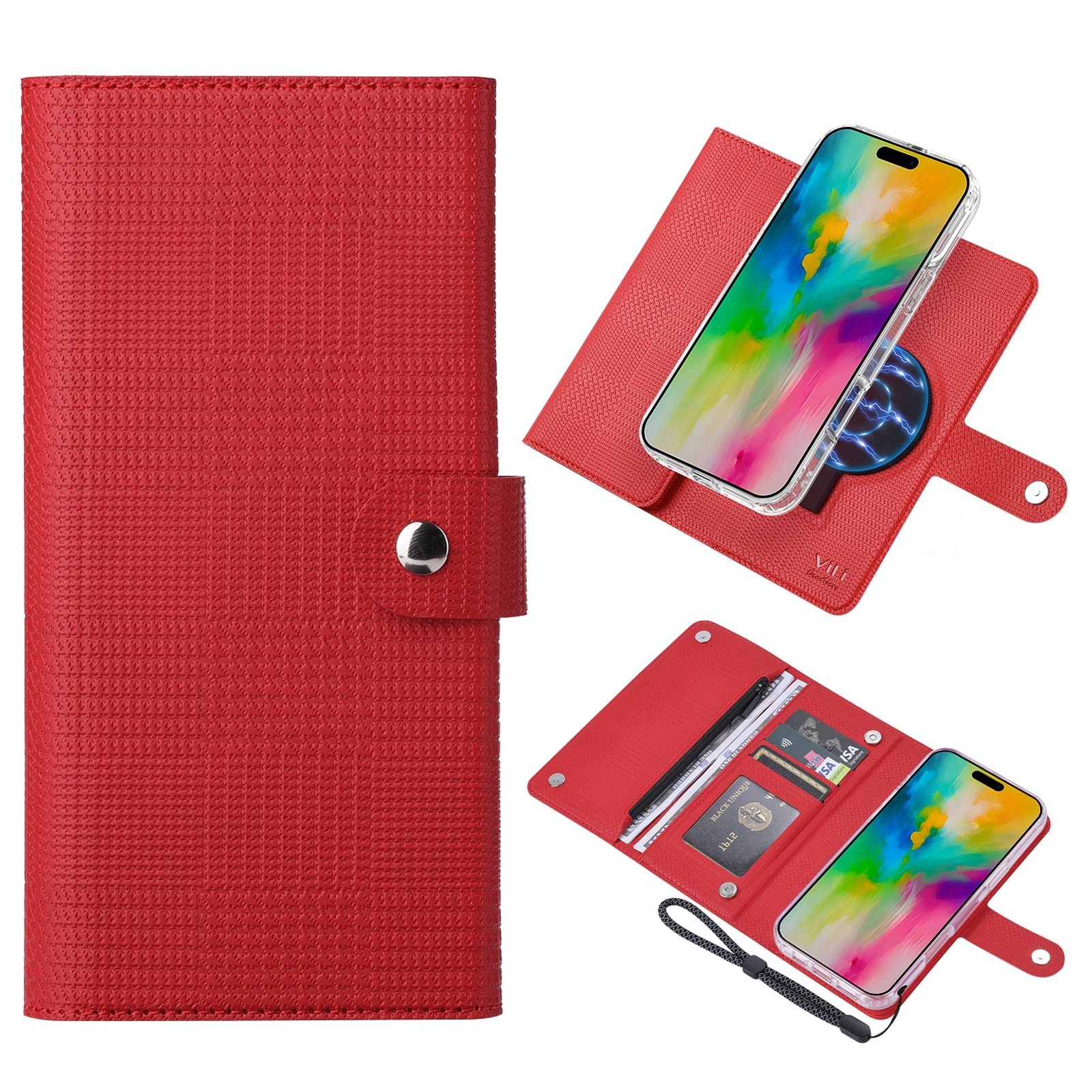 For iPhone 16 Pro ViLi GHB-C Series RFID MagSafe Magnetic Flip Leather Phone Case(Red) For iPhone 16 Pro ViLi GHB-C Series RFID MagSafe Magnetic Flip Leather Phone Case(Red)