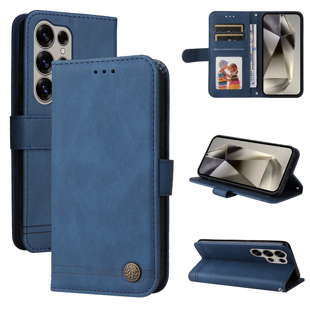 For Samsung Galaxy S25 Ultra 5G Skin Feel Life Tree Metal Button Leather Phone Case(Blue) For Samsung Galaxy S25 Ultra 5G Skin Feel Life Tree Metal Button Leather Phone Case(Blue)