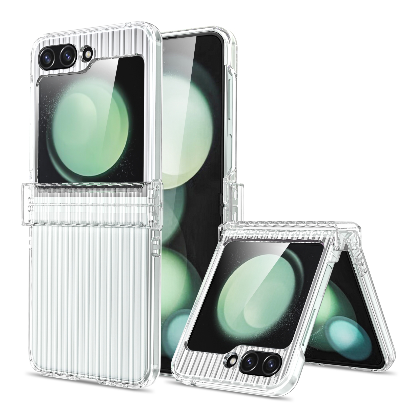 For Samsung Galaxy Z Flip6 5G Vertical Stripe Folding Center Shaft PC Phone Case(Transparent) For Samsung Galaxy Z Flip6 5G Vertical Stripe Folding Center Shaft PC Phone Case(Transparent)