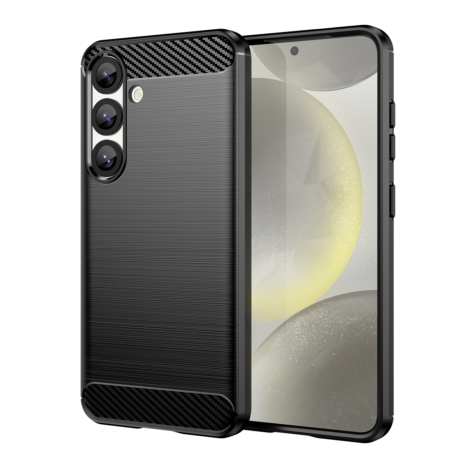For Samsung Galaxy S25 5G Carbon Fiber Brushed Texture TPU Phone Case(Black) For Samsung Galaxy S25 5G Carbon Fiber Brushed Texture TPU Phone Case(Black)
