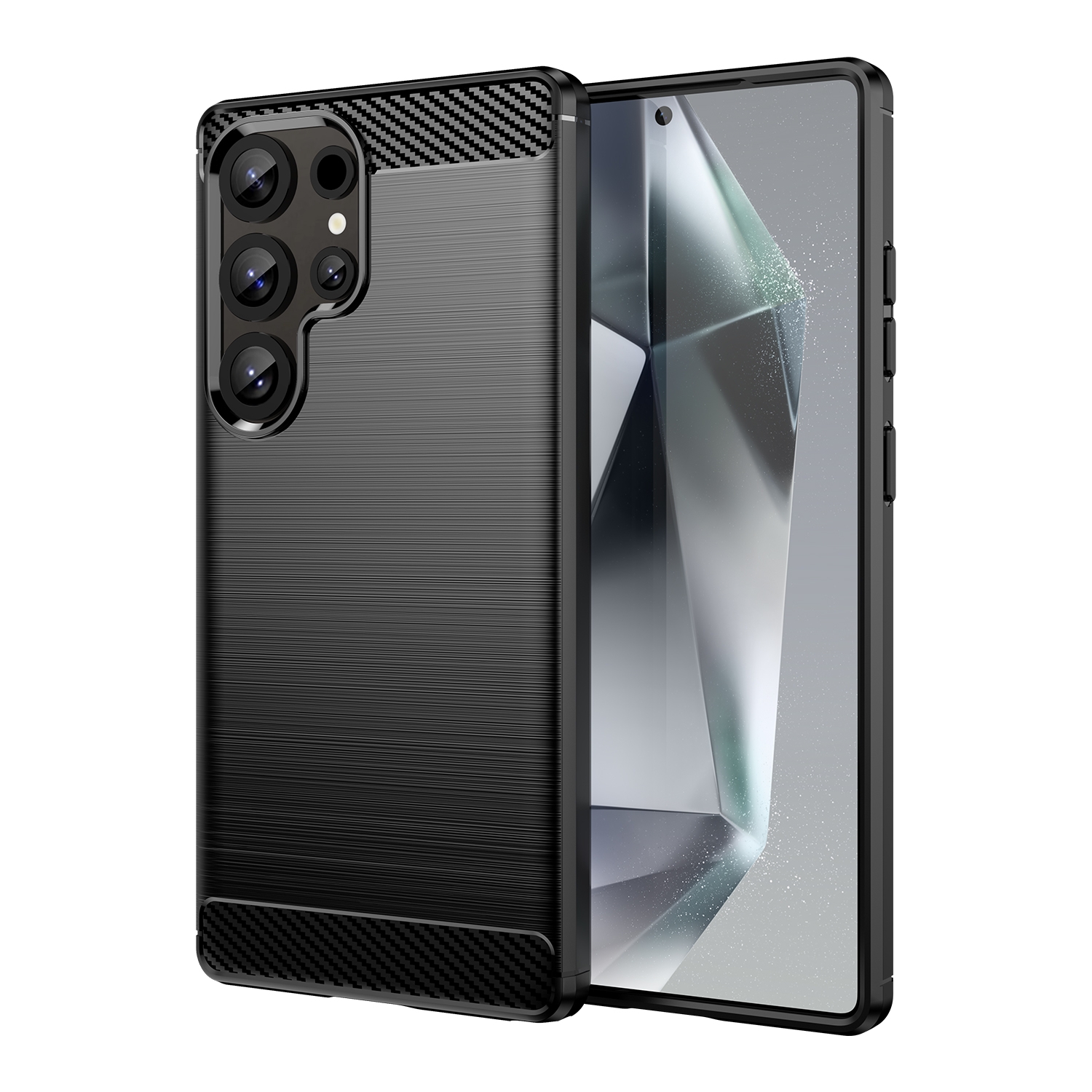 For Samsung Galaxy S25 Ultra 5G Carbon Fiber Brushed Texture TPU Phone Case(Black) For Samsung Galaxy S25 Ultra 5G Carbon Fiber Brushed Texture TPU Phone Case(Black)