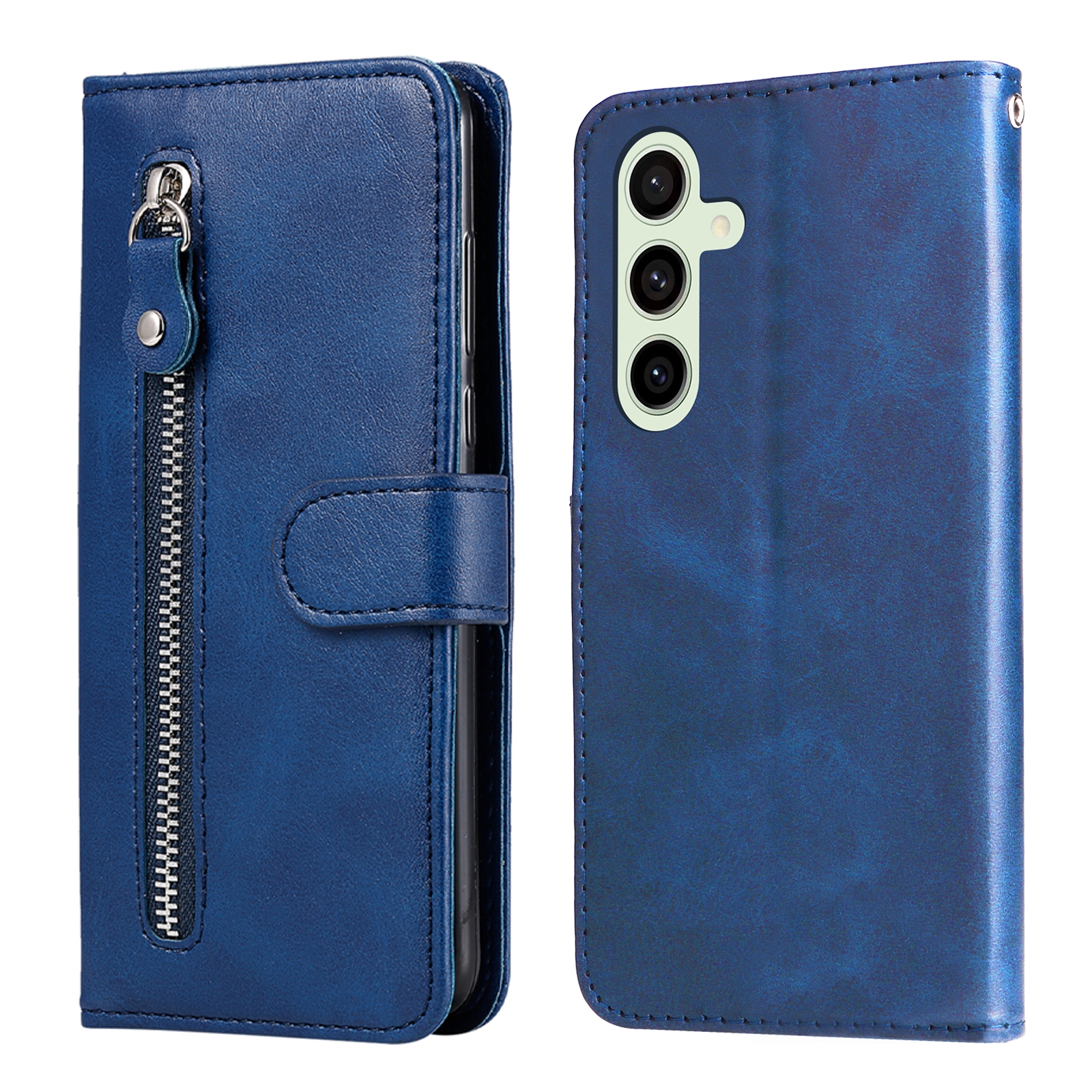 For Samsung Galaxy S24 FE 5G Fashion Calf Texture Zipper Leather Phone Case(Blue) For Samsung Galaxy S24 FE 5G Fashion Calf Texture Zipper Leather Phone Case(Blue)