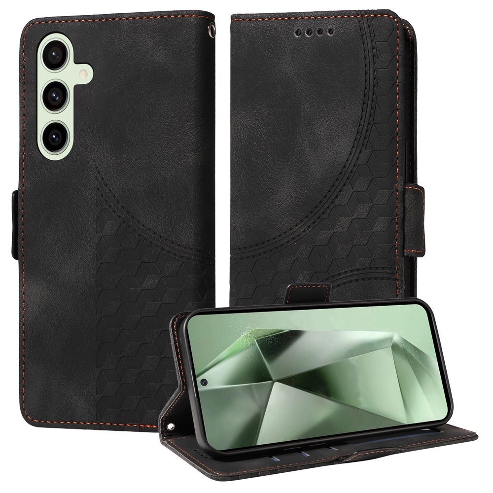 For Samsung Galaxy S24 FE 5G Embossed Rhombus Starry Leather Phone Case(Black) For Samsung Galaxy S24 FE 5G Embossed Rhombus Starry Leather Phone Case(Black)
