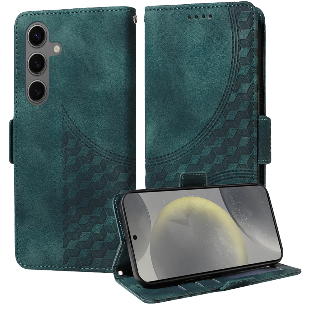 For Samsung Galaxy S25+ 5G Embossed Rhombus Starry Leather Phone Case(Green) For Samsung Galaxy S25+ 5G Embossed Rhombus Starry Leather Phone Case(Green)