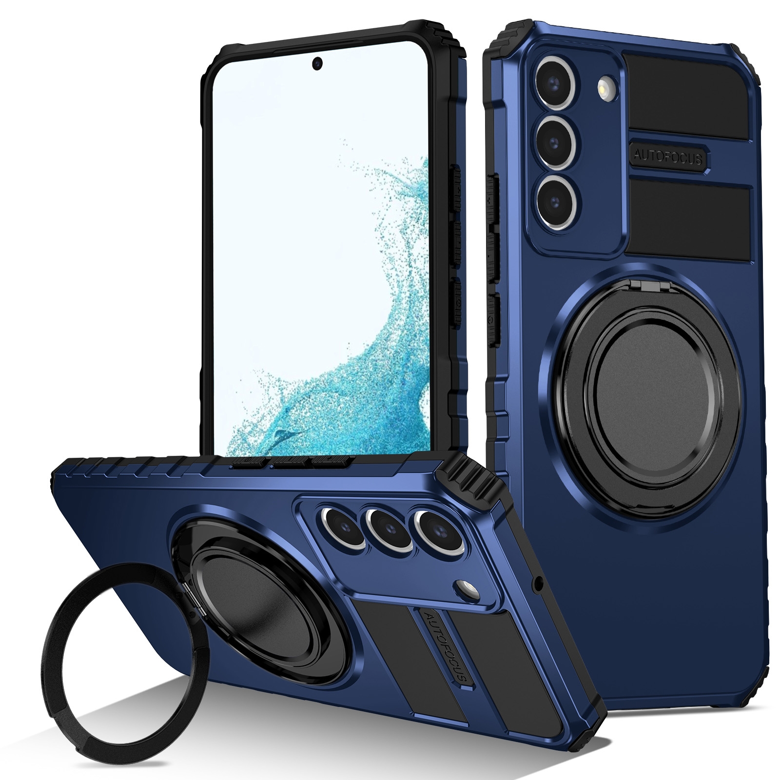 For Samsung Galaxy S22 5G Rotating Magnetic Holder Phone Case(Royal Blue) For Samsung Galaxy S22 5G Rotating Magnetic Holder Phone Case(Royal Blue)
