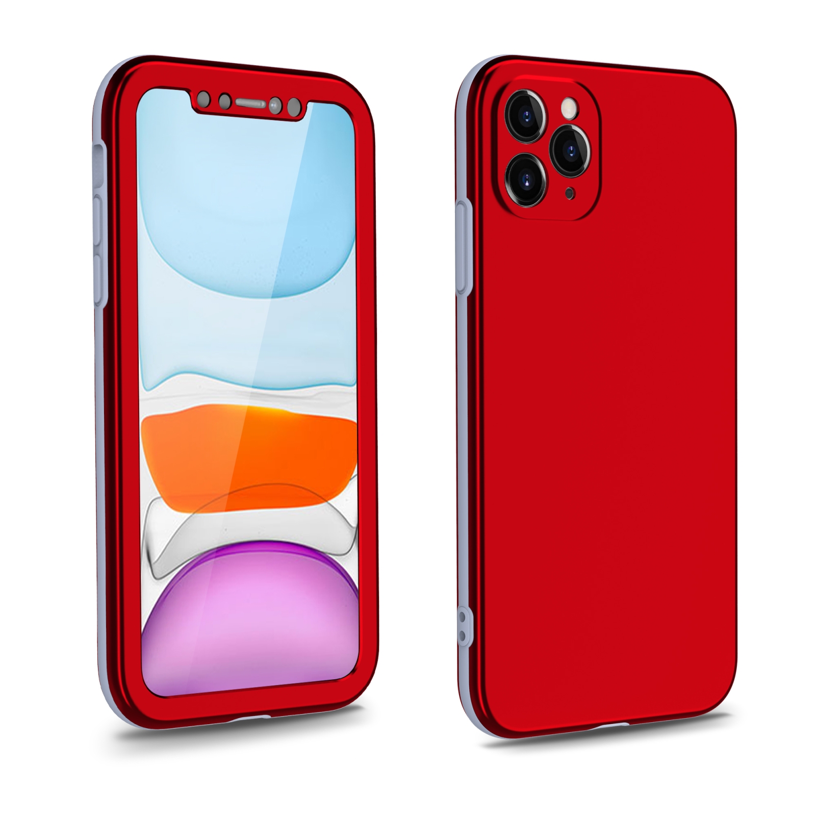 For iPhone 11 Pro Max Two Color Full Protective 3-in-1 Phone Case(Red) For iPhone 11 Pro Max Two Color Full Protective 3-in-1 Phone Case(Red)