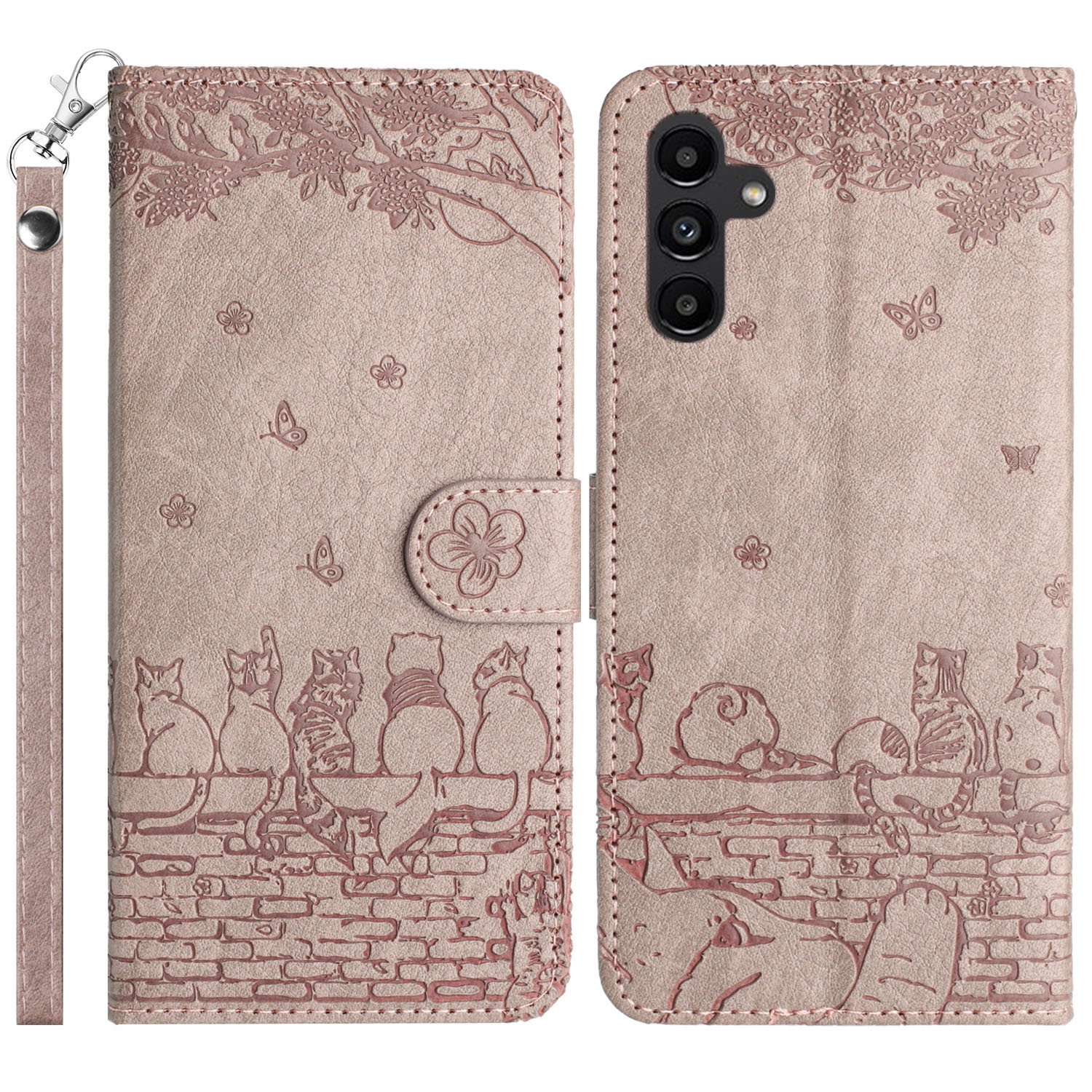 For Samsung Galaxy S25+ 5G Cat Embossing Pattern Leather Phone Case with Lanyard(Grey) For Samsung Galaxy S25+ 5G Cat Embossing Pattern Leather Phone Case with Lanyard(Grey)
