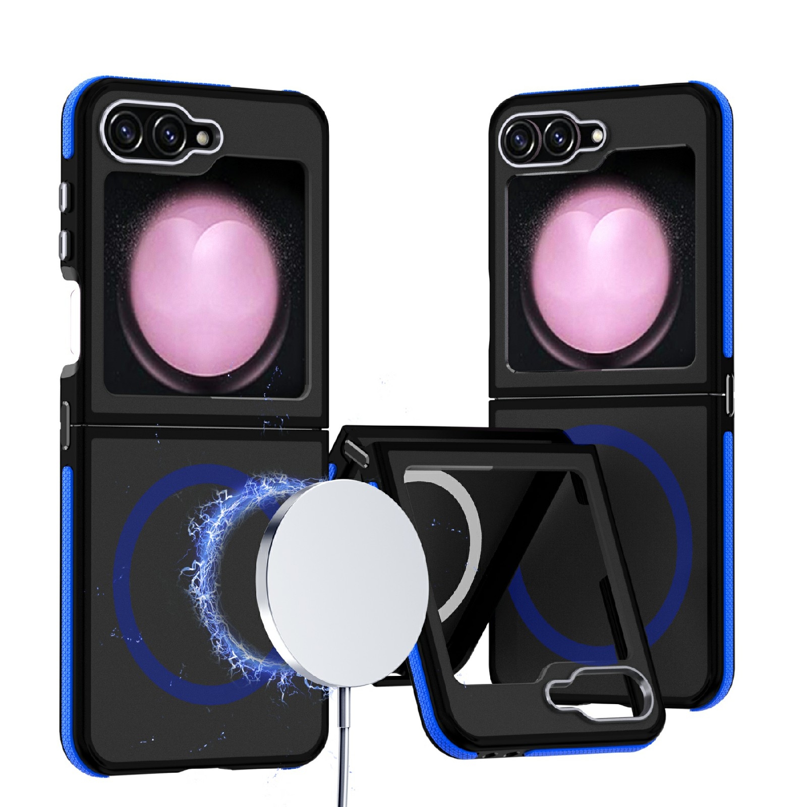 For Samsung Galaxy Z Flip5 Dual-Color Skin Feel MagSafe Full Coverage Phone Case(Blue) For Samsung Galaxy Z Flip5 Dual-Color Skin Feel MagSafe Full Coverage Phone Case(Blue)