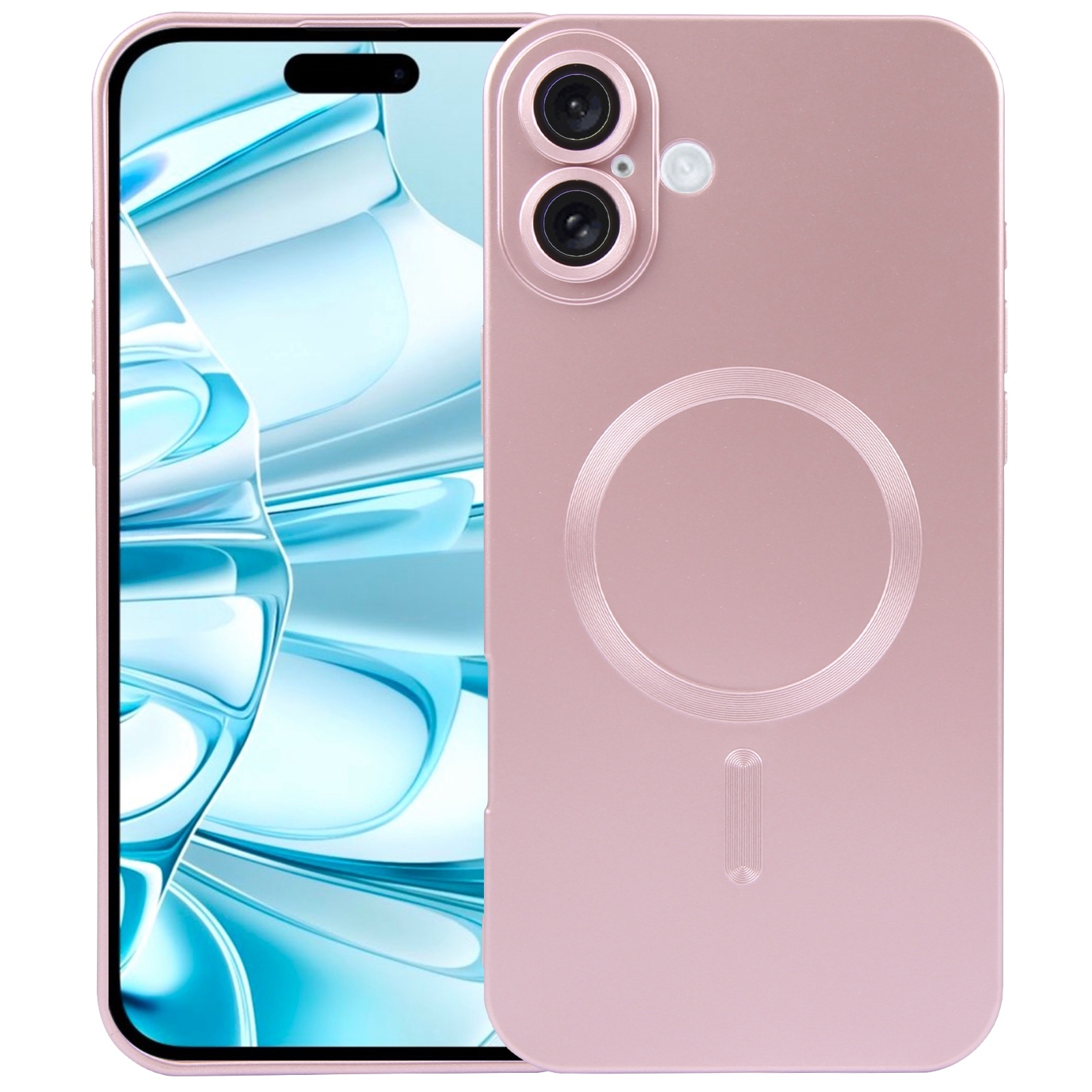 For iPhone 16 Liquid TPU Silicone Solid Color MagSafe Phone Case(Rose Gold) For iPhone 16 Liquid TPU Silicone Solid Color MagSafe Phone Case(Rose Gold)