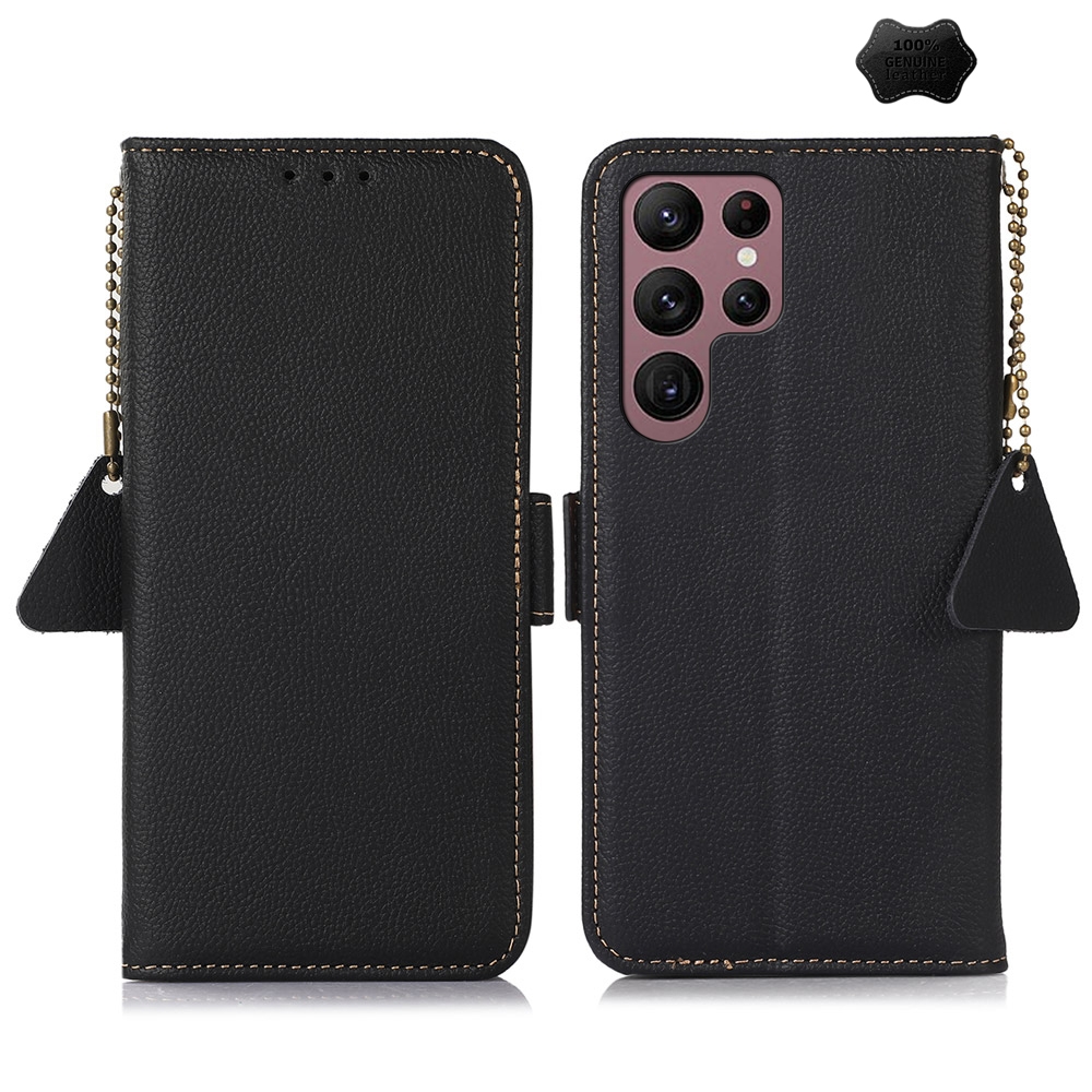 For Samsung Galaxy S25 Ultra 5G Side-Magnetic TJ Genuine Leather RFID Phone Case(Black) For Samsung Galaxy S25 Ultra 5G Side-Magnetic TJ Genuine Leather RFID Phone Case(Black)