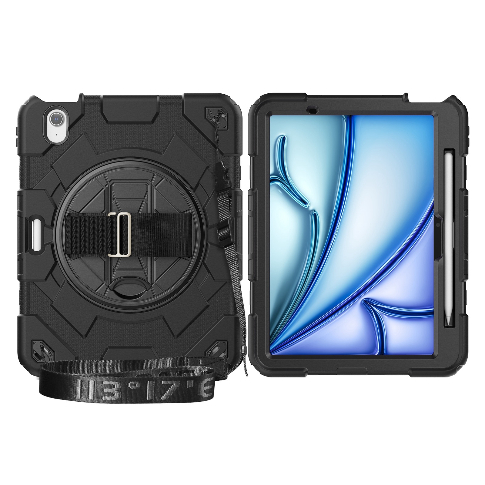 For iPad Air 11 2024 Spider Hand Grip Turntable Stand Tablet Case(Black) For iPad Air 11 2024 Spider Hand Grip Turntable Stand Tablet Case(Black)