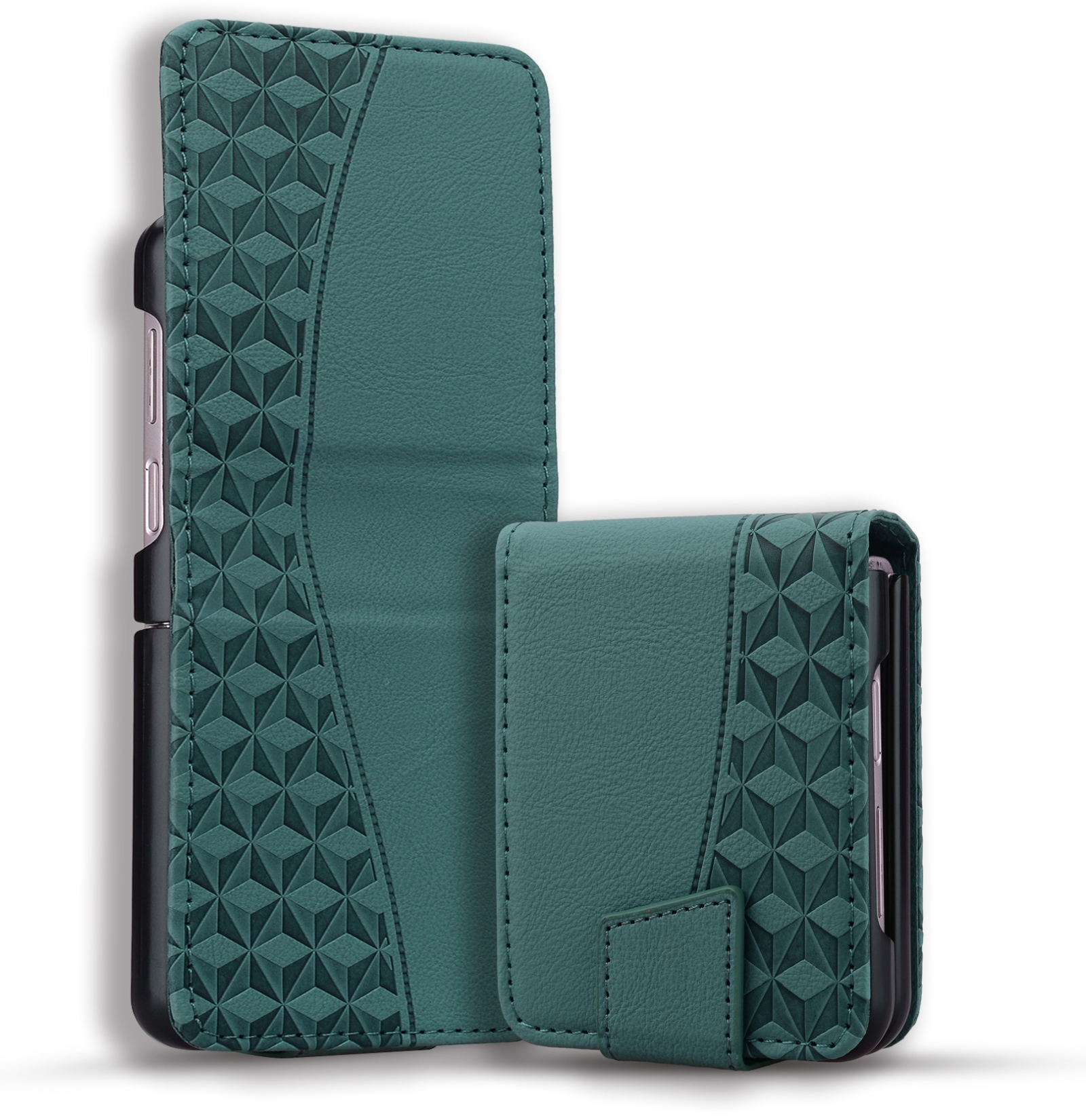 For Samsung Galaxy Z Flip6 Diamond Buckle Leather Phone Case with Lanyard(Green)
