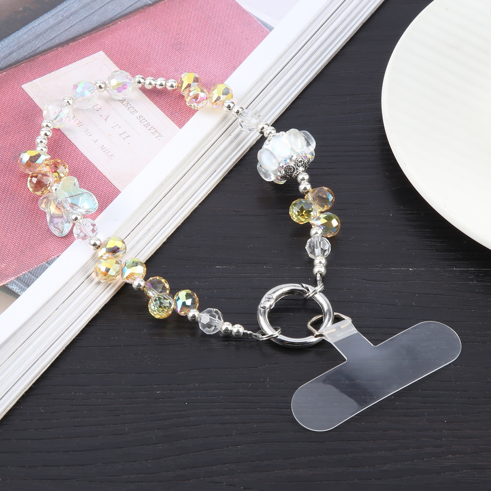 Transparent Lantern Bling Beads Chain Anti-lost Short Lanyard(Yellow) Transparent Lantern Bling Beads Chain Anti-lost Short Lanyard(Yellow)