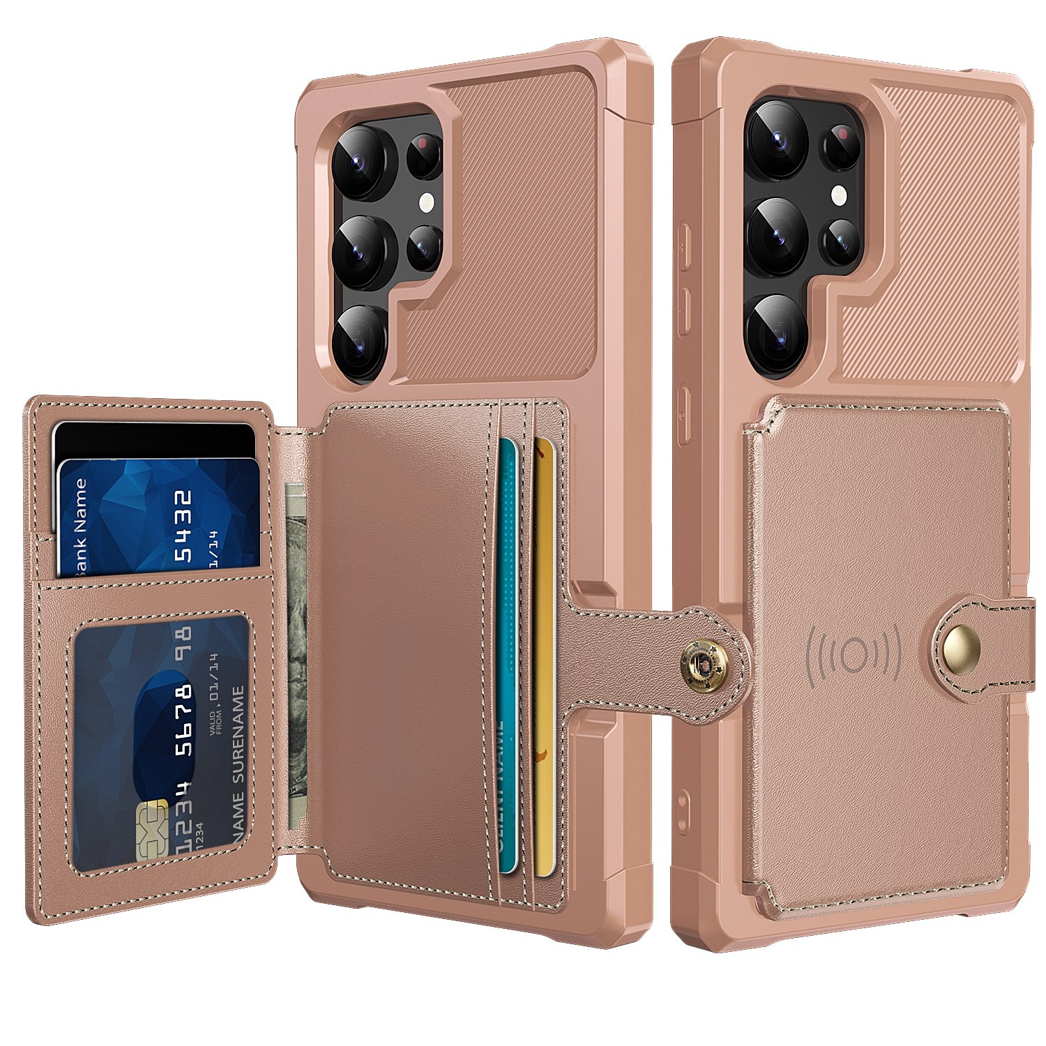 For Samsung Galaxy S24 Ultra 5G Magnetic Wallet Card Bag Leather Phone Case(Rose Gold) For Samsung Galaxy S24 Ultra 5G Magnetic Wallet Card Bag Leather Phone Case(Rose Gold)