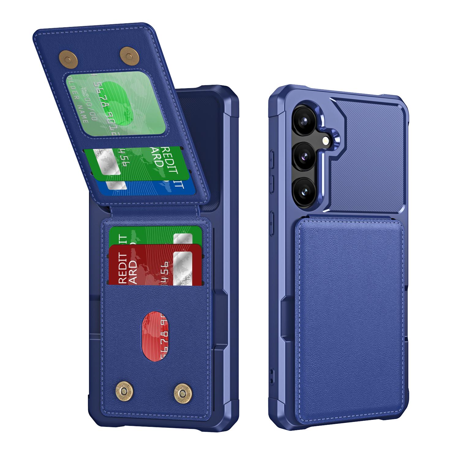 For Samsung Galaxy S25+ 5G Vertical Flip Card Bag Holder Leather Phone Case(Dark Blue) For Samsung Galaxy S25+ 5G Vertical Flip Card Bag Holder Leather Phone Case(Dark Blue)