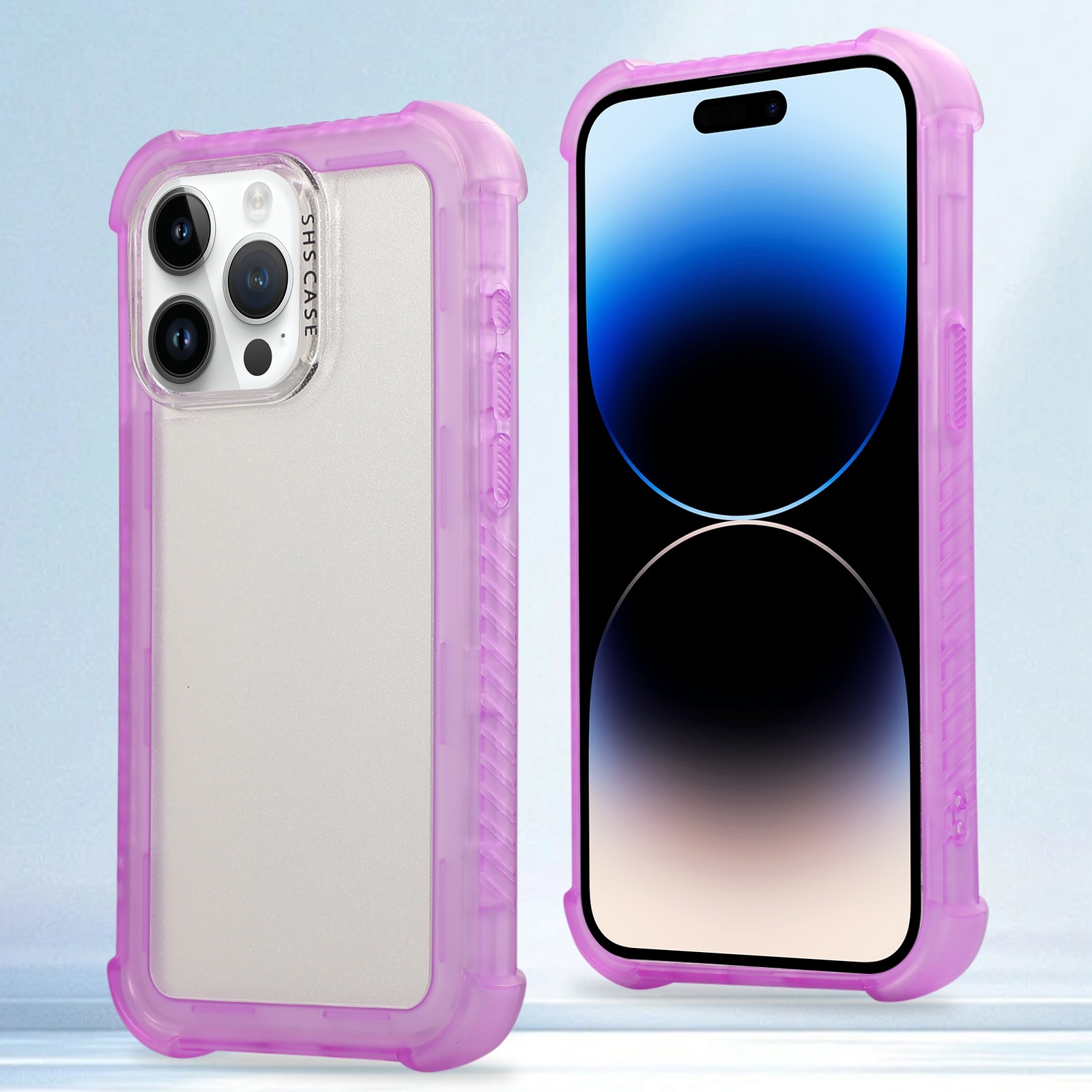 For iPhone 14 Pro Transparent Matte TPU Hybrid PC 3-in-1 Phone Case(Purple) For iPhone 14 Pro Transparent Matte TPU Hybrid PC 3-in-1 Phone Case(Purple)
