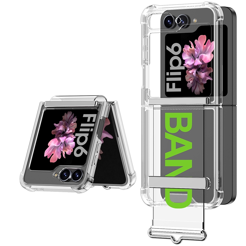 For Samsung Galaxy Z Flip6 GKK Clear Airbag Wristband Holder Phone Case(Transparent Green) For Samsung Galaxy Z Flip6 GKK Clear Airbag Wristband Holder Phone Case(Transparent Green)
