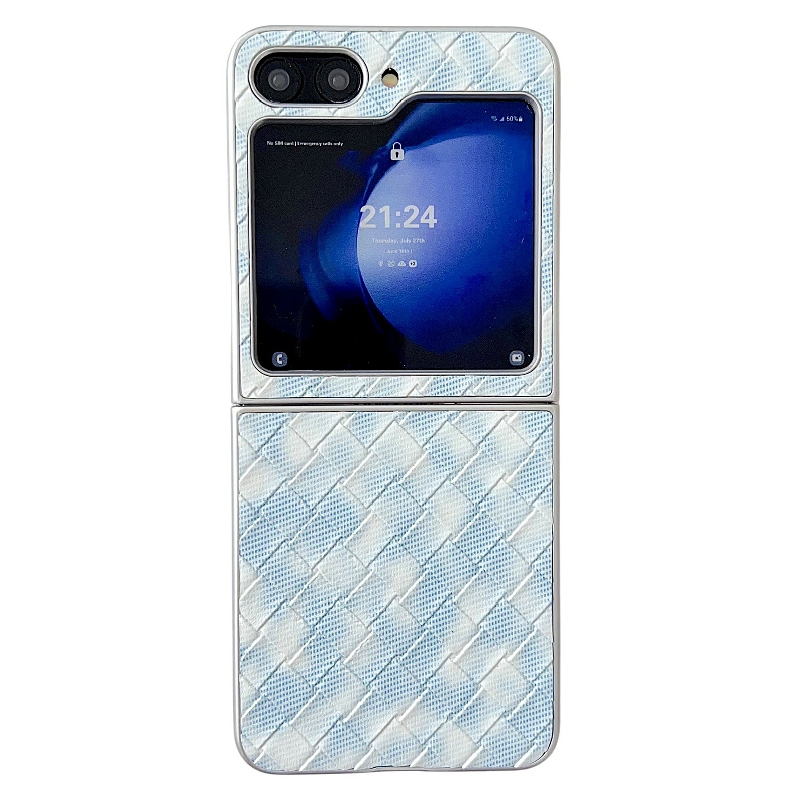 For Samsung Galaxy Z Flip5 Colorful Woven Pattern Full Coverage Phone Case(Blue) For Samsung Galaxy Z Flip5 Colorful Woven Pattern Full Coverage Phone Case(Blue)