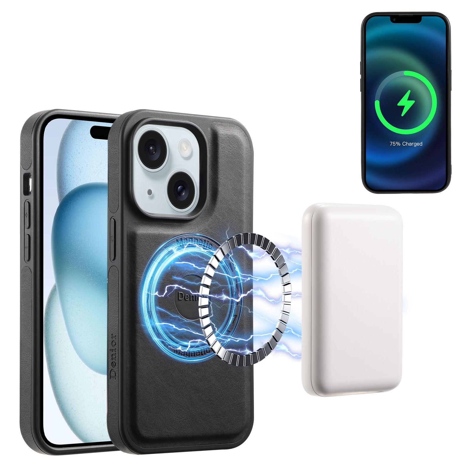 For iPhone 15 Plus / 14 Plus Denior A13 Skin Feel MagSafe Phone Case(Black) For iPhone 15 Plus / 14 Plus Denior A13 Skin Feel MagSafe Phone Case(Black)