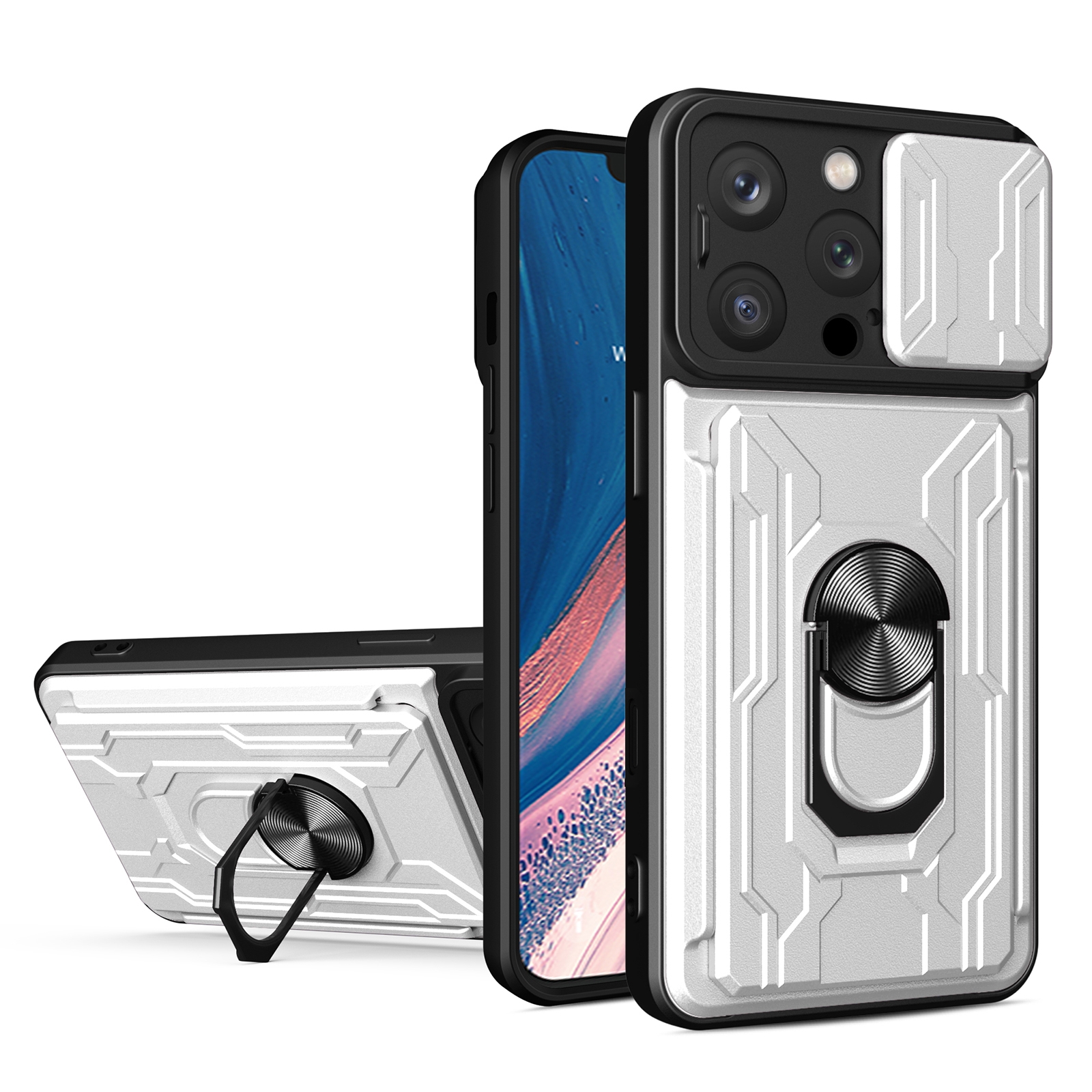 For iPhone 16 Pro Sliding Camshield TPU+PC Phone Case with Card Slot(White) For iPhone 16 Pro Sliding Camshield TPU+PC Phone Case with Card Slot(White)