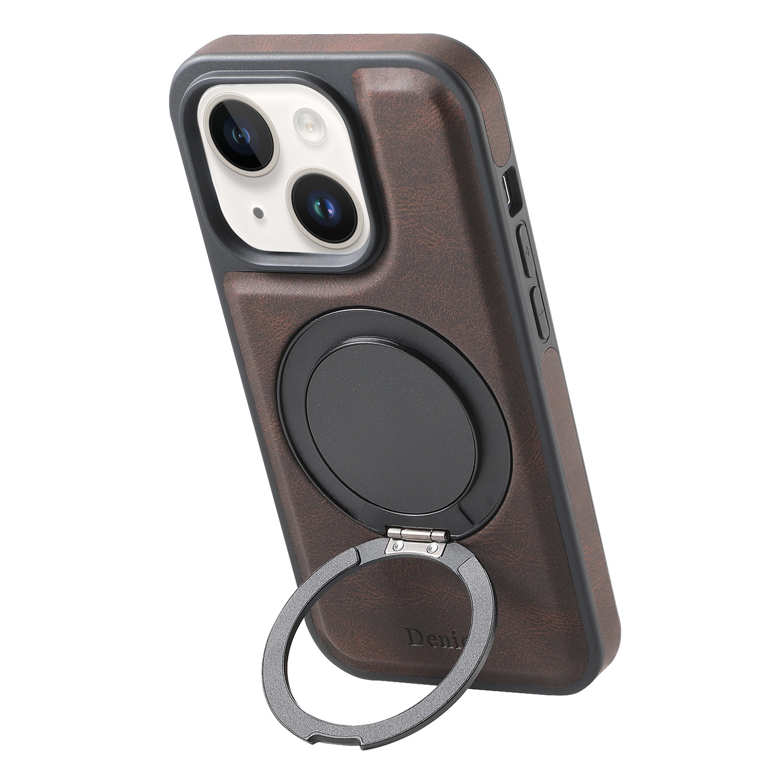 For iPhone 14 / 13 Denior A14 Skin Feel Rotating Holder MagSafe Phone Case(Brown) For iPhone 14 / 13 Denior A14 Skin Feel Rotating Holder MagSafe Phone Case(Brown)