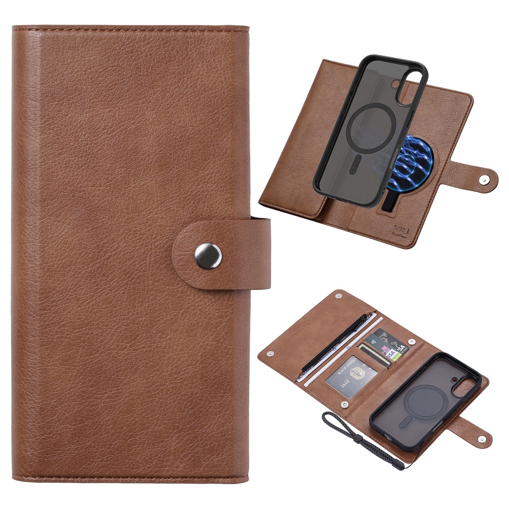 For iPhone 16 ViLi GVS Series MagSafe Magnetic RFID Leather Phone Case(Brown) For iPhone 16 ViLi GVS Series MagSafe Magnetic RFID Leather Phone Case(Brown)