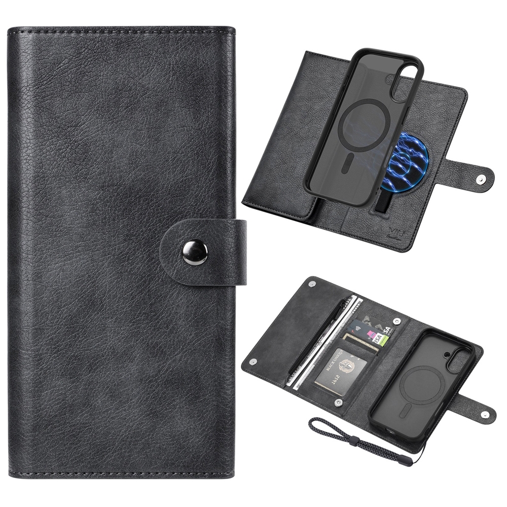 For iPhone 16 Plus ViLi GVS Series MagSafe Magnetic RFID Leather Phone Case(Black) For iPhone 16 Plus ViLi GVS Series MagSafe Magnetic RFID Leather Phone Case(Black)
