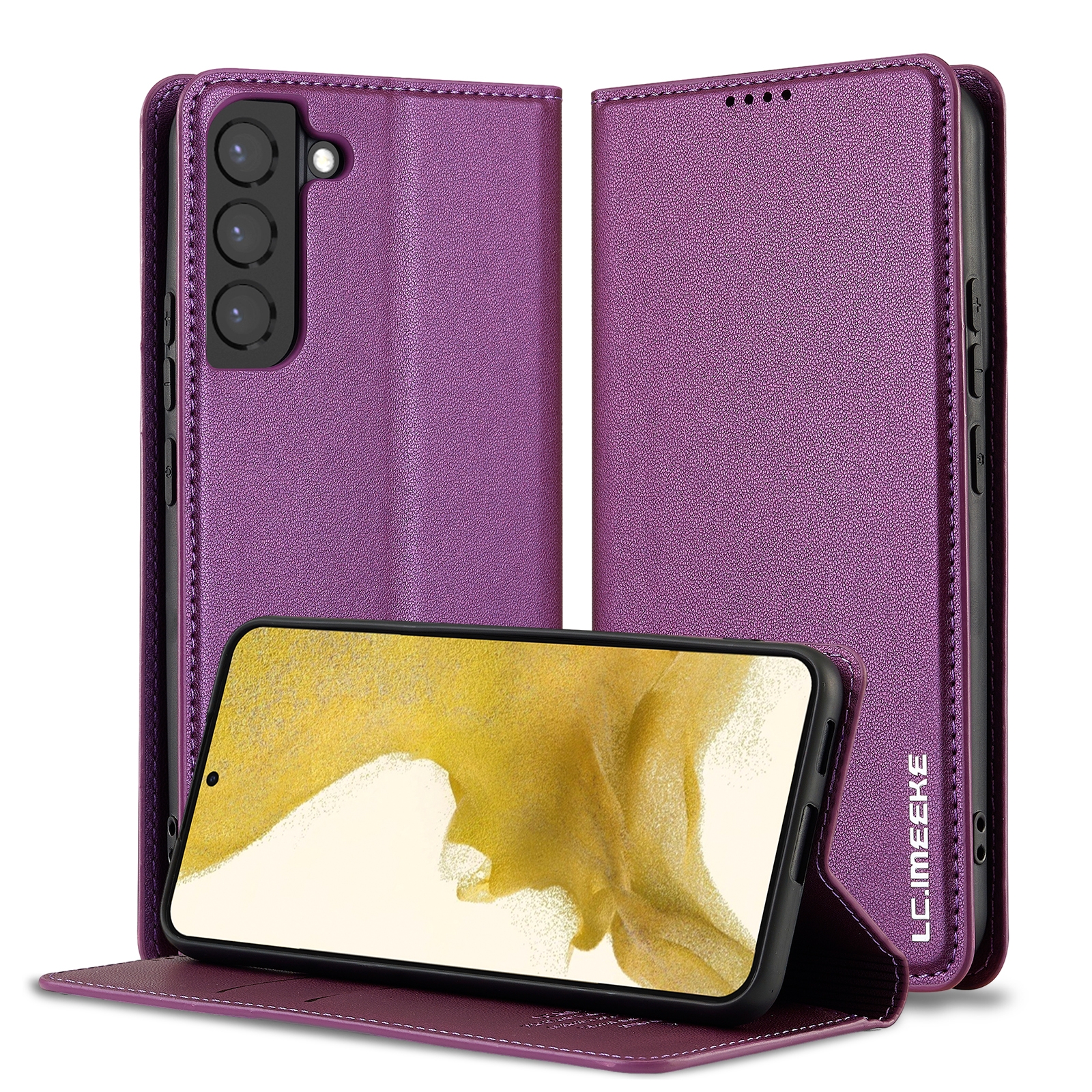 For Samsung Galaxy S21 5G LC.IMEEKE L1 Series Frosted Fine Texture PU Phone Case(Purple) For Samsung Galaxy S21 5G LC.IMEEKE L1 Series Frosted Fine Texture PU Phone Case(Purple)