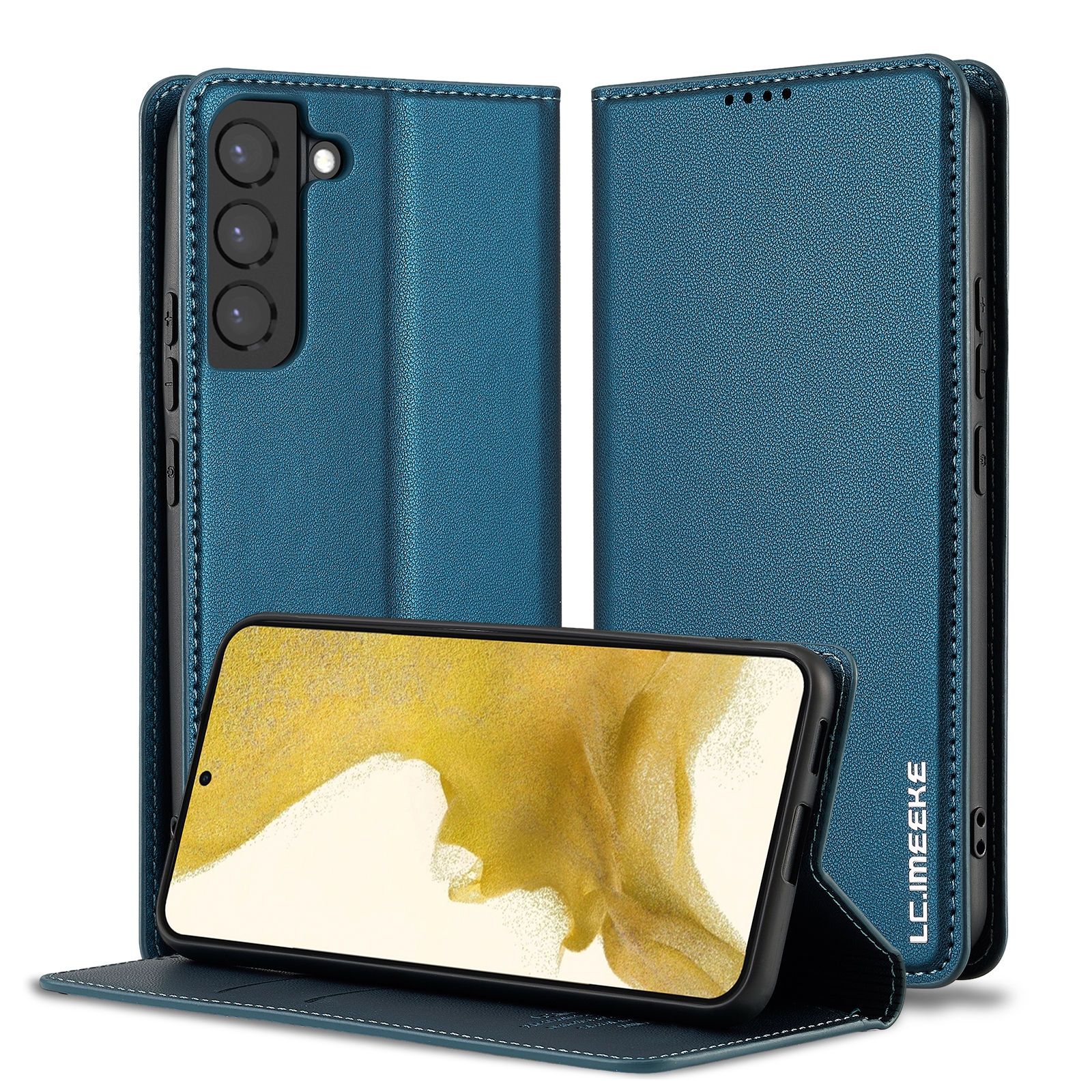 For Samsung Galaxy S22+ 5G LC.IMEEKE L1 Series Frosted Fine Texture PU Phone Case(Blue) For Samsung Galaxy S22+ 5G LC.IMEEKE L1 Series Frosted Fine Texture PU Phone Case(Blue)