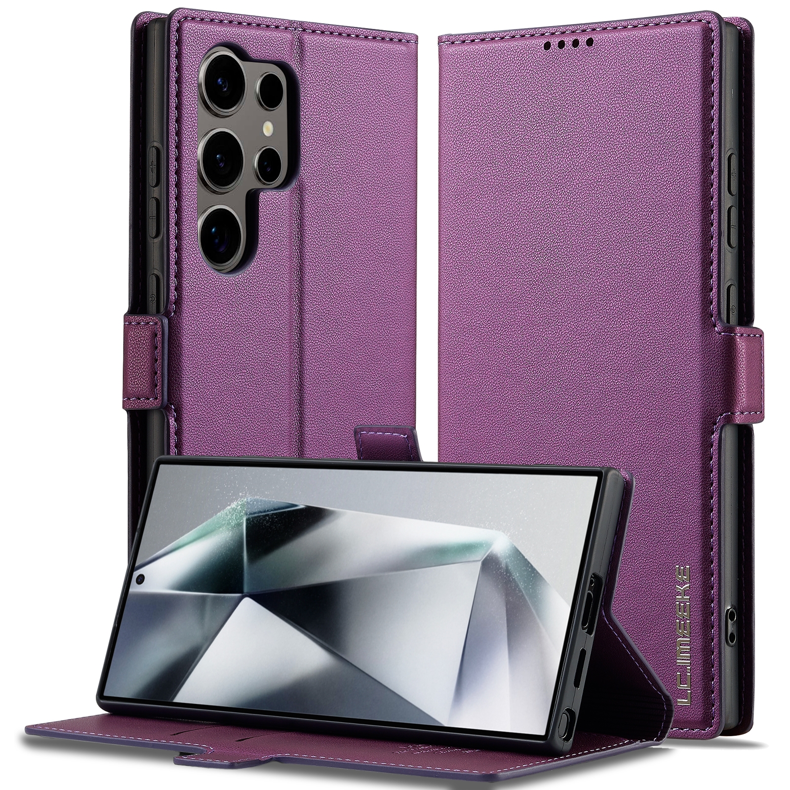 For Samsung Galaxy S25 Ultra 5G LC.IMEEKE L1 Series Frosted Fine Texture PU Phone Case(Purple) For Samsung Galaxy S25 Ultra 5G LC.IMEEKE L1 Series Frosted Fine Texture PU Phone Case(Purple)
