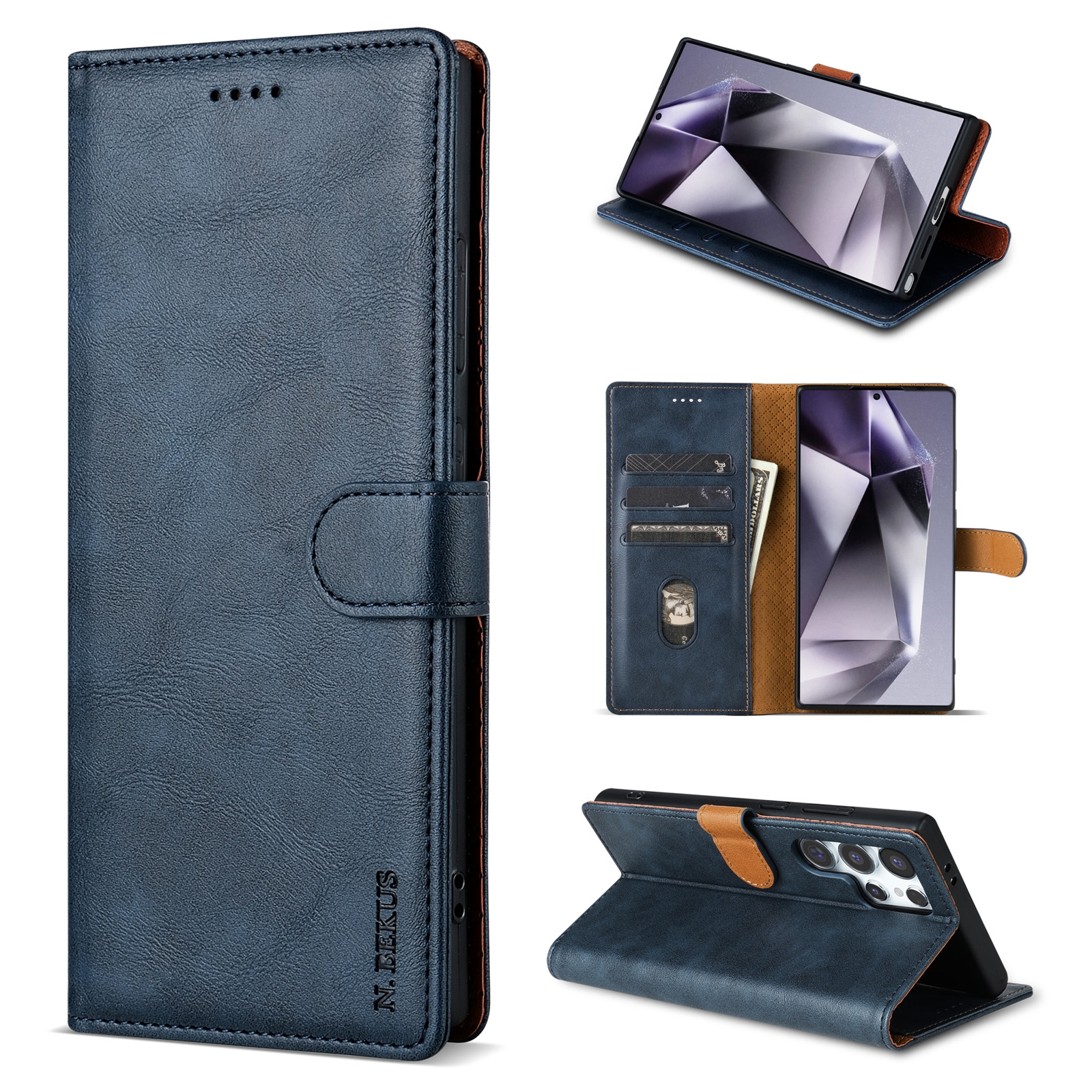 For Samsung Galaxy S21 Ultra 5G N.BEKUS CSJ-P1 Solid Color Leather Phone Case(Blue) For Samsung Galaxy S21 Ultra 5G N.BEKUS CSJ-P1 Solid Color Leather Phone Case(Blue)