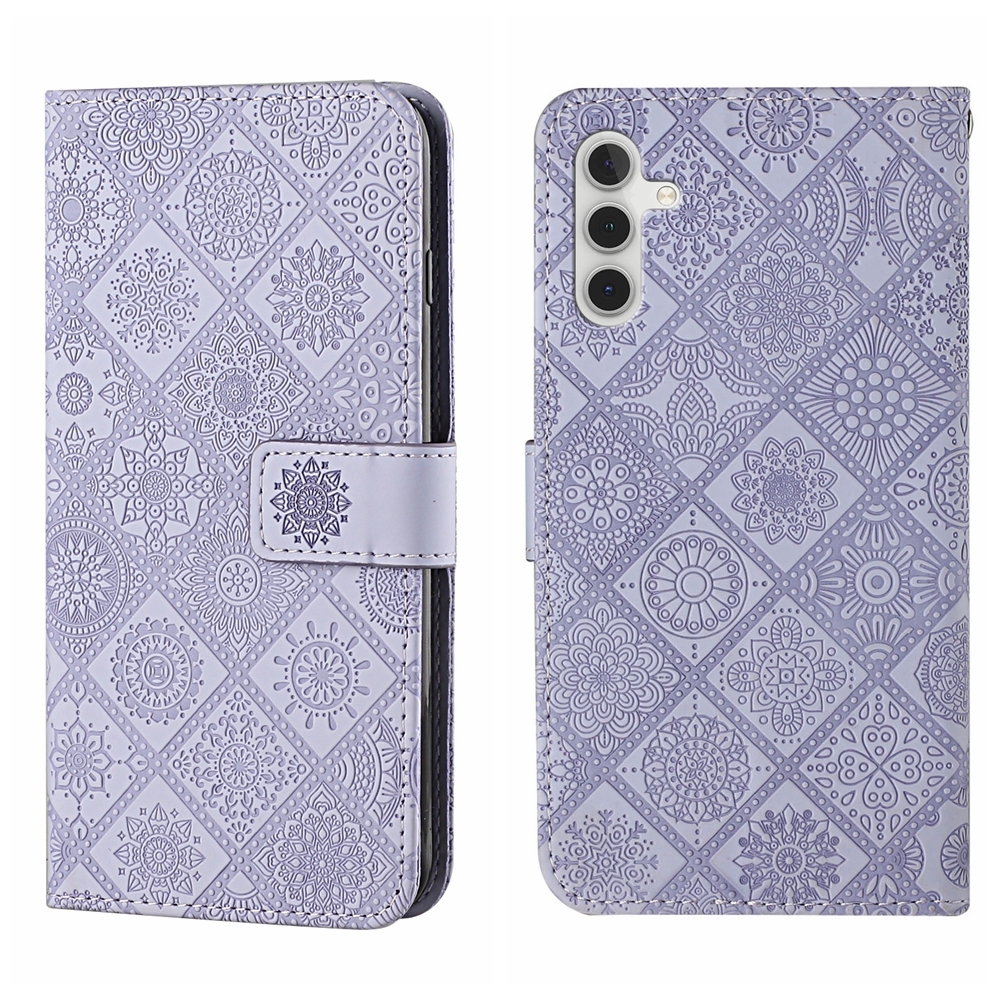 For Samsung Galaxy S25+ 5G Ethnic Style Embossed Pattern Leather Phone Case(Purple) For Samsung Galaxy S25+ 5G Ethnic Style Embossed Pattern Leather Phone Case(Purple)