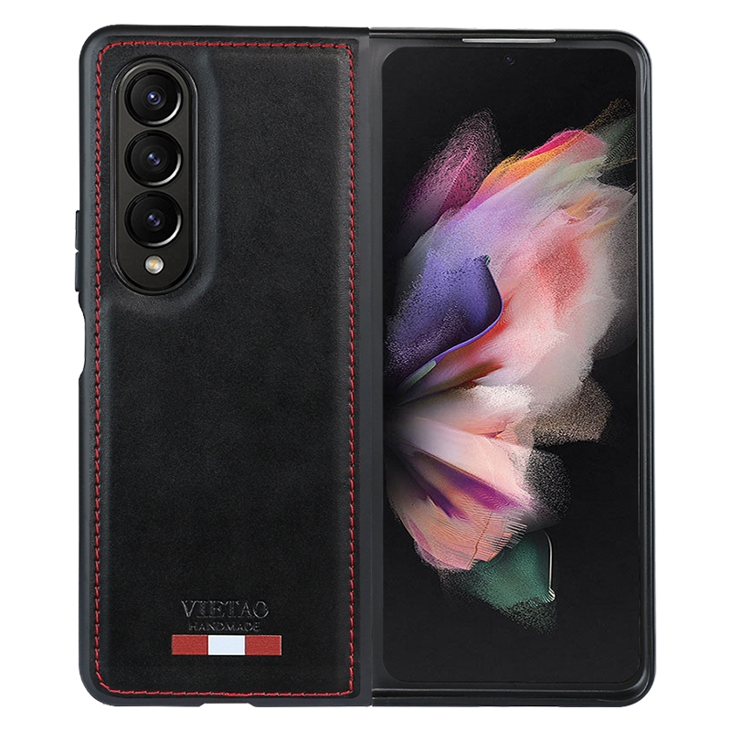 For Samsung Galaxy Z Fold4 VIETAO Plain Leather PU Phone Case(Black) For Samsung Galaxy Z Fold4 VIETAO Plain Leather PU Phone Case(Black)