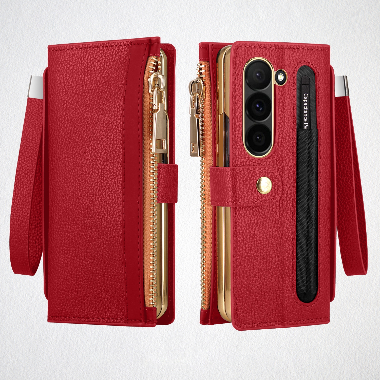For Samsung Galaxy Z Fold5 VIETAO RFID Wallet Leather Phone Case with Wrist Strap(Red) For Samsung Galaxy Z Fold5 VIETAO RFID Wallet Leather Phone Case with Wrist Strap(Red)