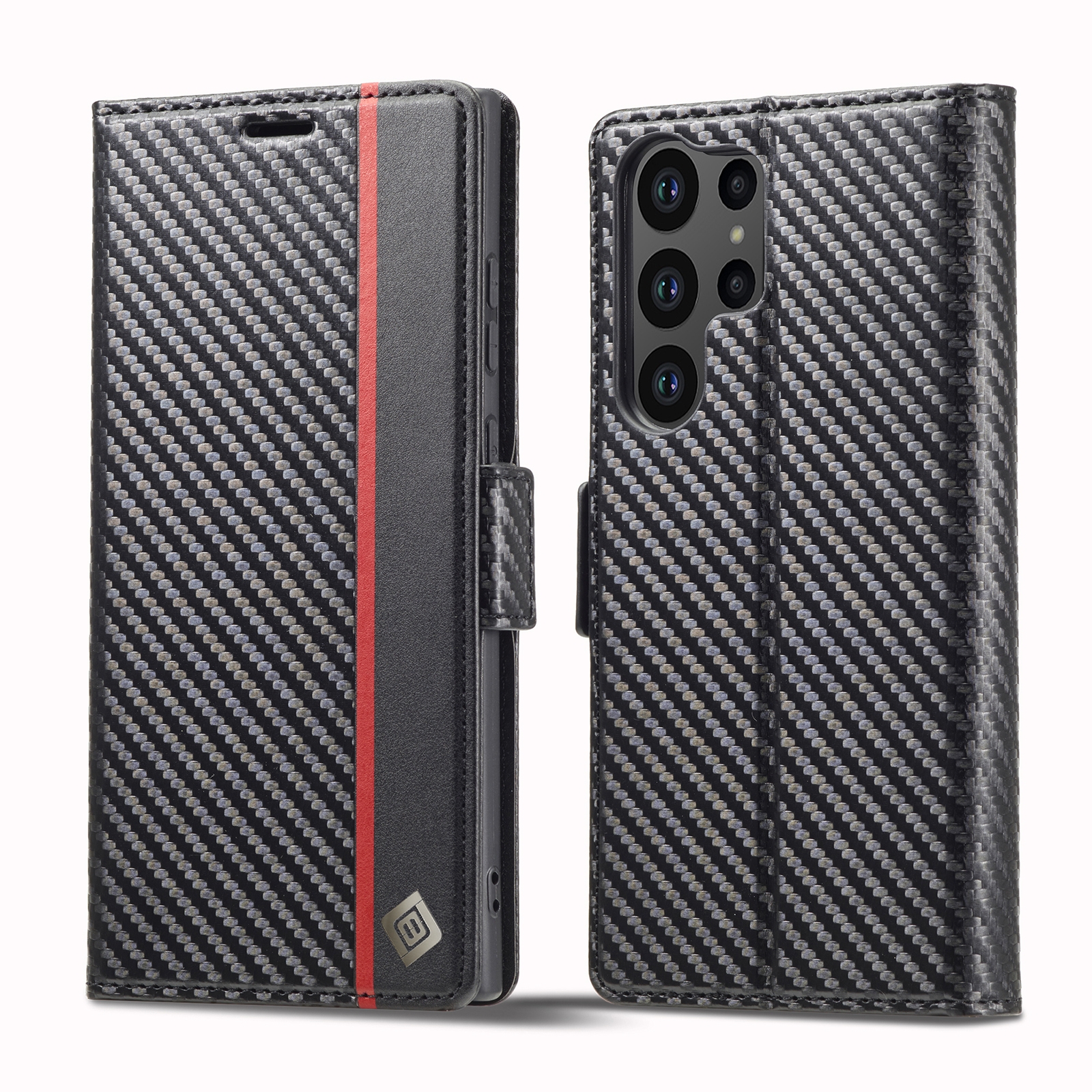 For Samsung Galaxy S25 Ultra 5G LC.IMEEKE Carbon Fiber Leather Phone Case(Vertical Black) For Samsung Galaxy S25 Ultra 5G LC.IMEEKE Carbon Fiber Leather Phone Case(Vertical Black)